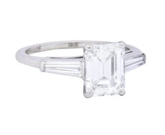 1950s Retro 2.03 Carat Diamond Platinum Three-Stone Engagement Ring GIA