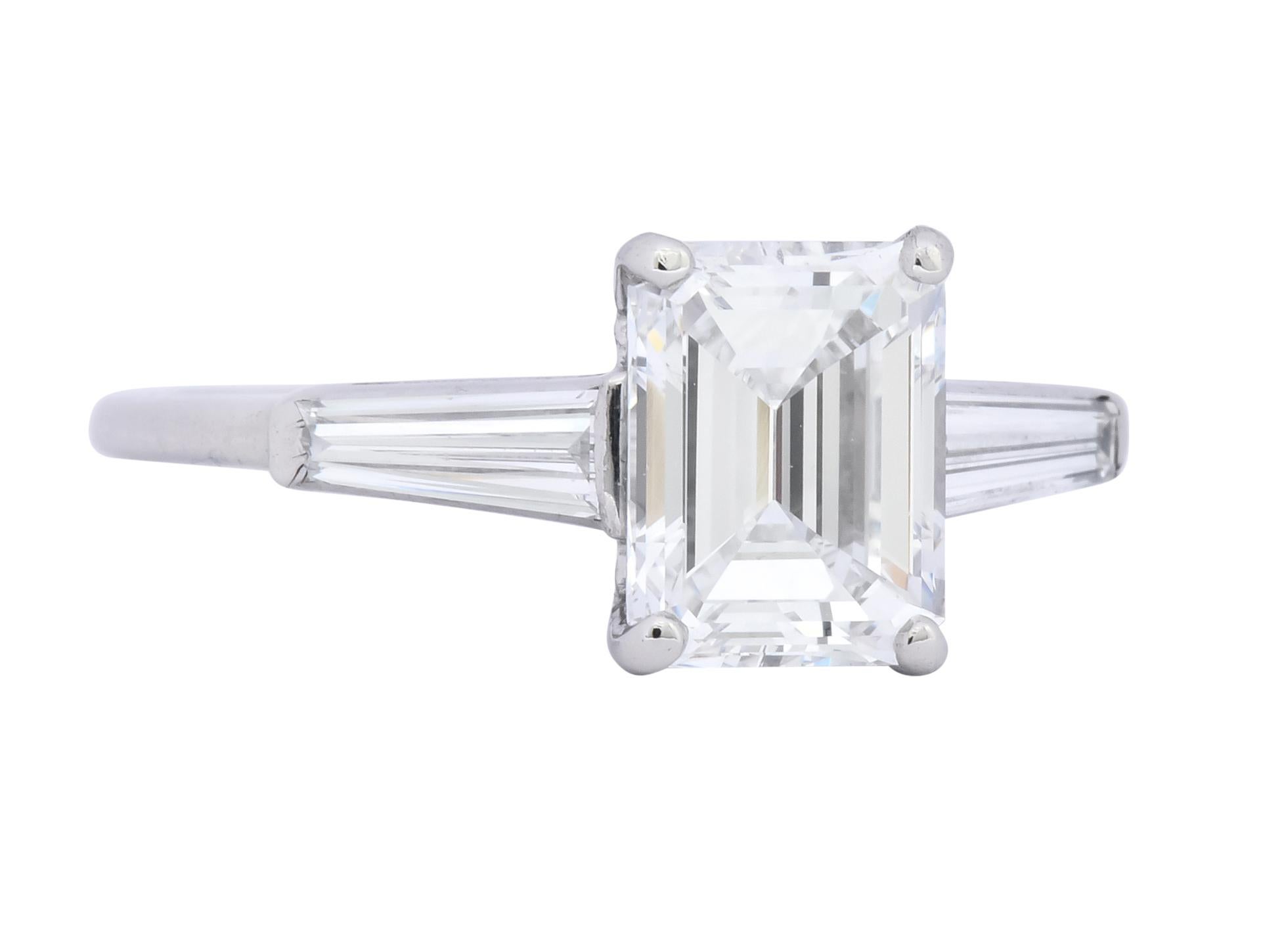 1950s Retro 2.03 Carat Diamond Platinum Three-Stone Engagement Ring GIA 3