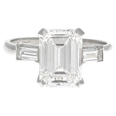 Retro 2.08 Carat GIA Emerald Cut Diamond Platinum Ring