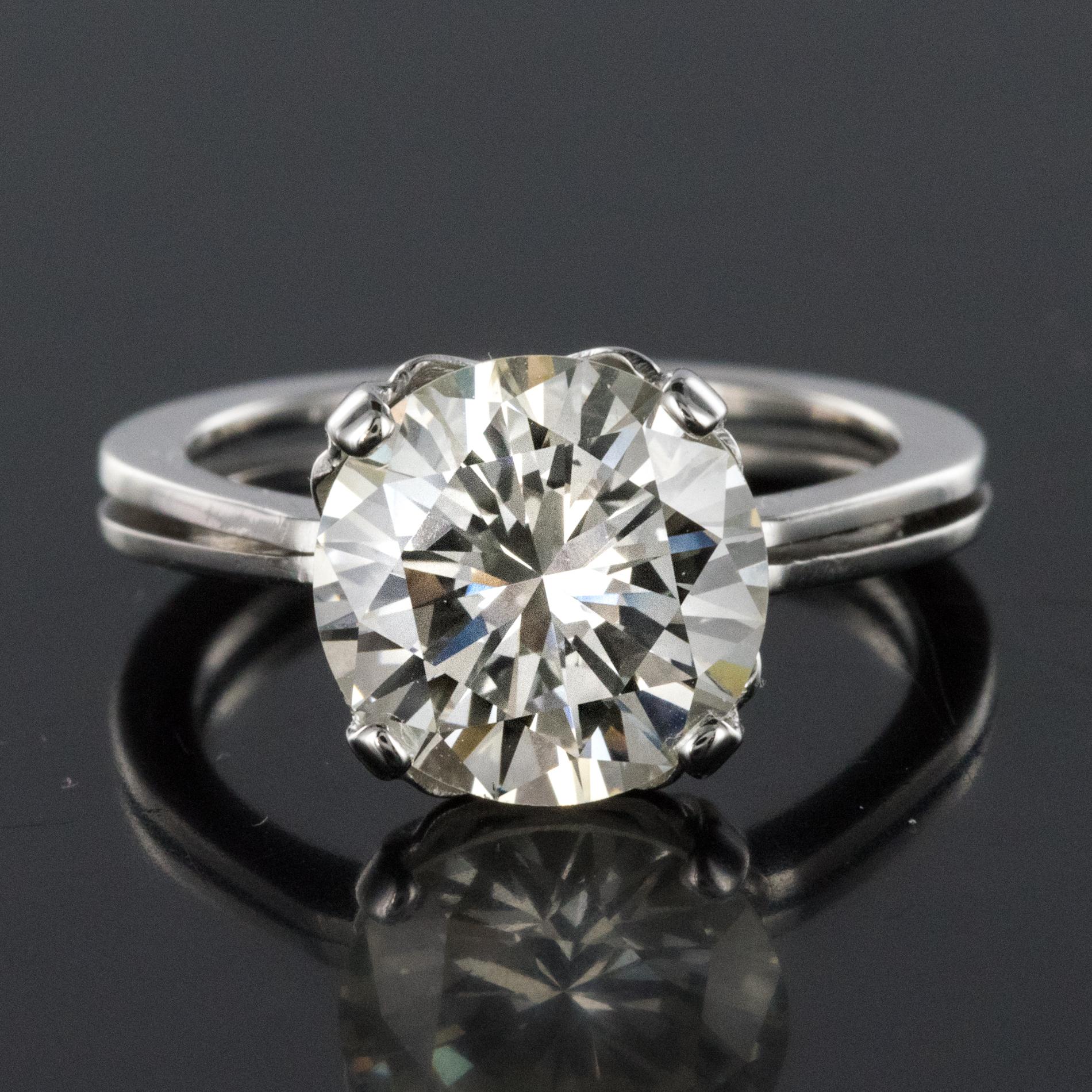 1950er Jahre Retro 3,20 Karat Diamant Weigold Solitr-Ring im Angebot 8