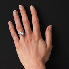 1950s Retro 3.20 Carat Diamond White Gold Solitary Ring