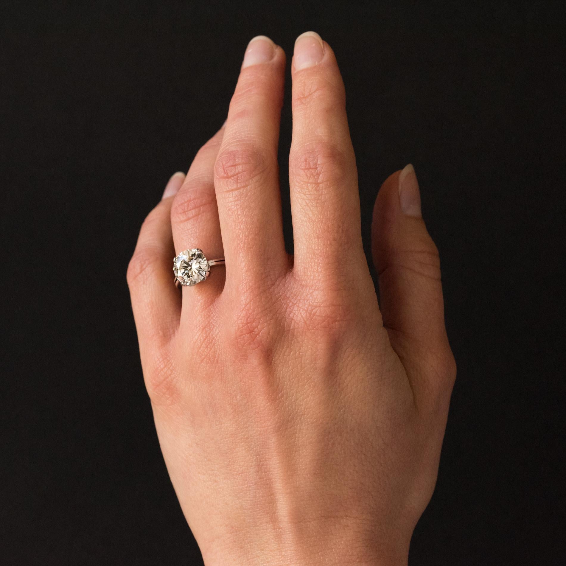 1950er Jahre Retro 3,20 Karat Diamant Weigold Solitr-Ring im Angebot 1