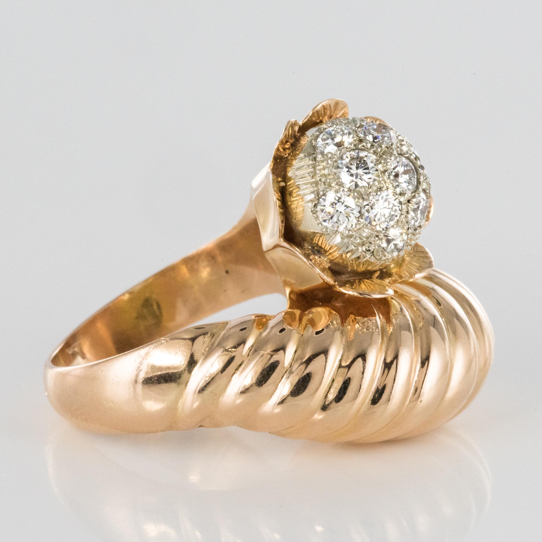 1950s Retro Diamond 18 Karat Yellow Gold Fashion Ring For Sale 14