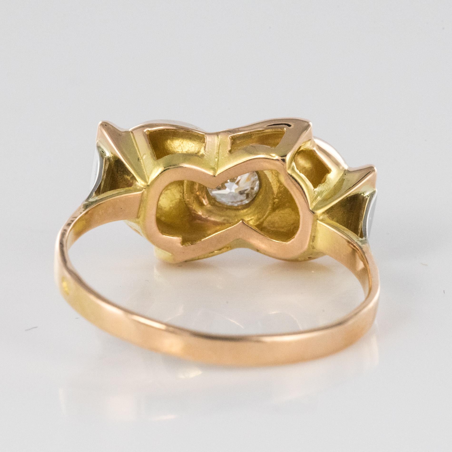 1950s Retro Diamond 18 Karat Yellow Gold Knot Ring For Sale 6
