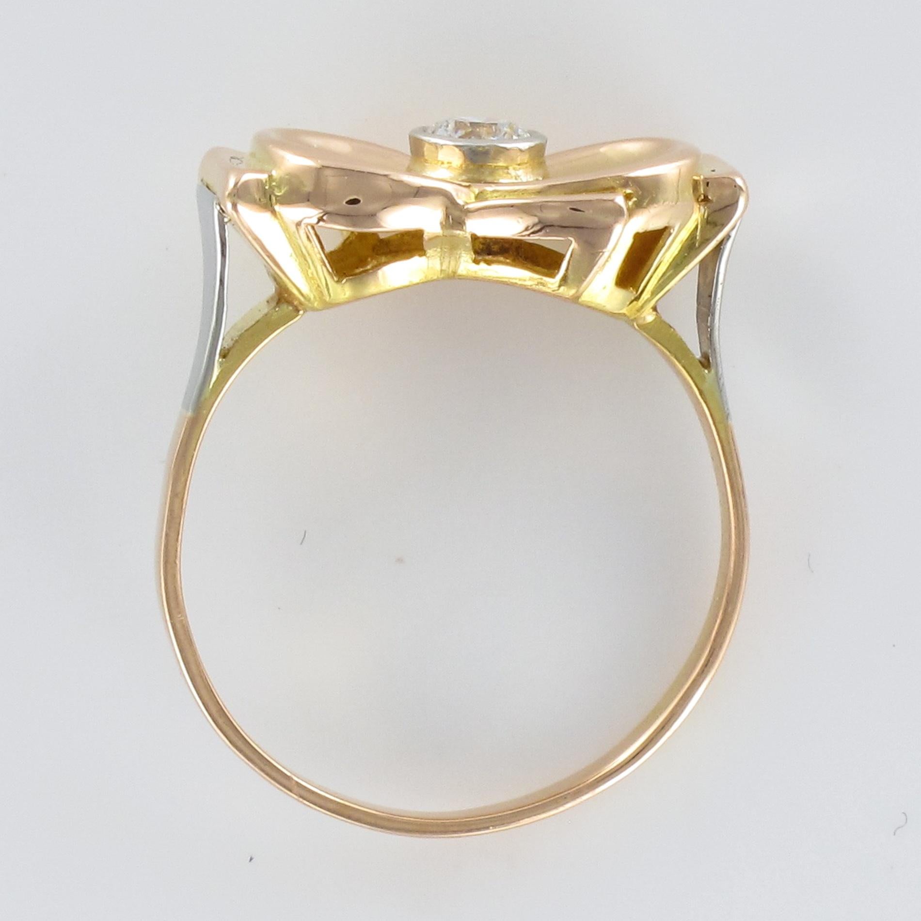 1950s Retro Diamond 18 Karat Yellow Gold Knot Ring For Sale 7