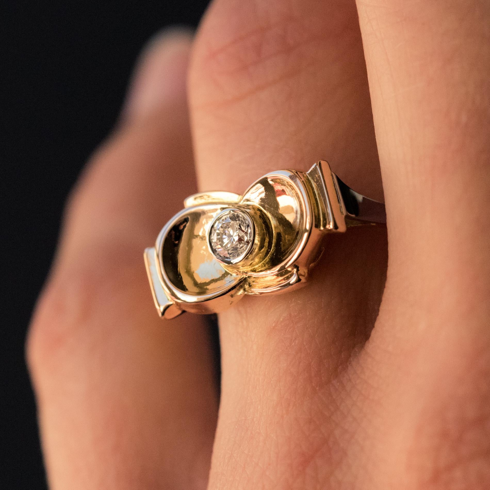 Women's 1950s Retro Diamond 18 Karat Yellow Gold Knot Ring For Sale