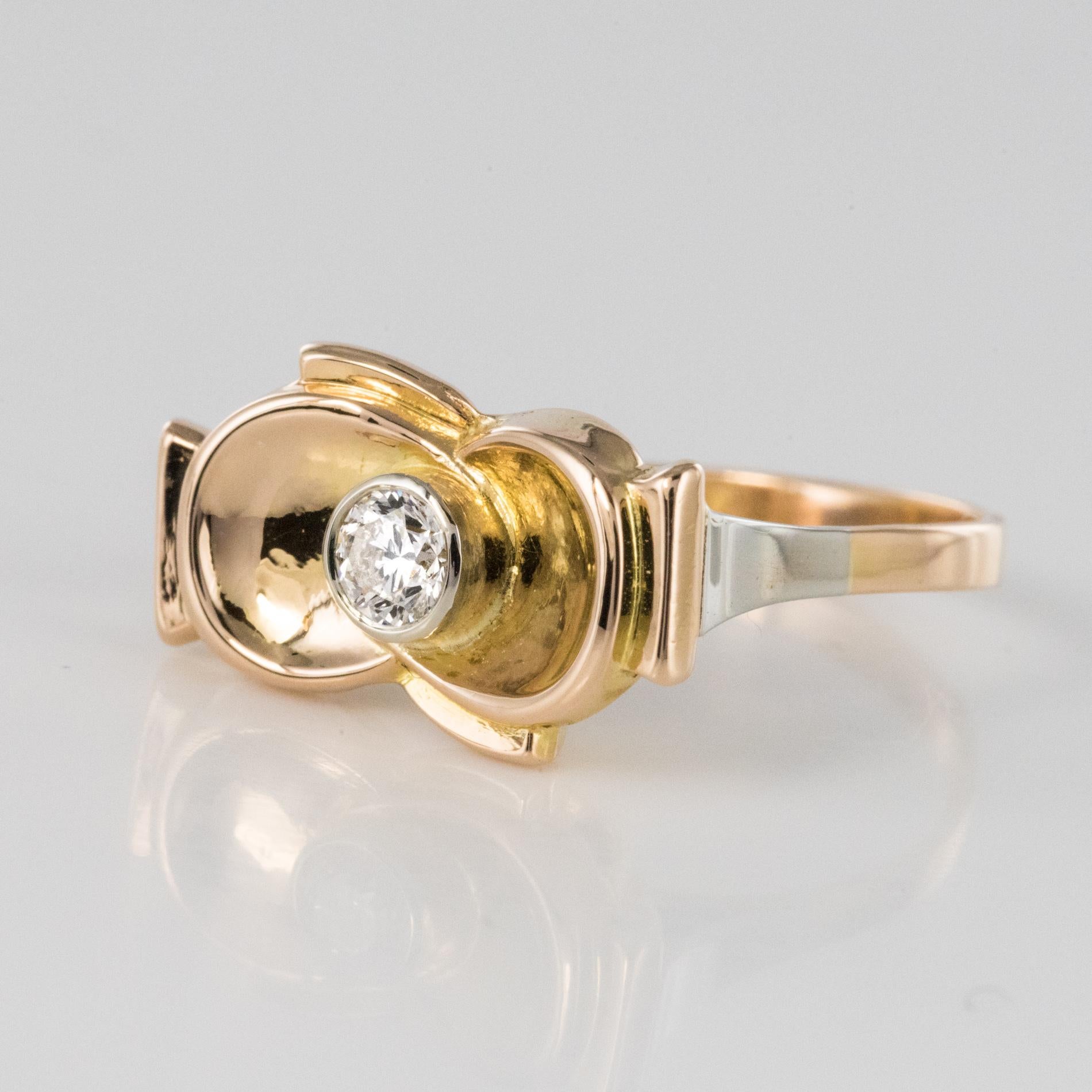 1950s Retro Diamond 18 Karat Yellow Gold Knot Ring For Sale 2