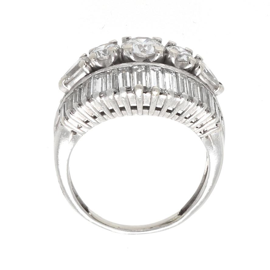 Women's 1950s Retro Diamond Platinum Cocktail Ring