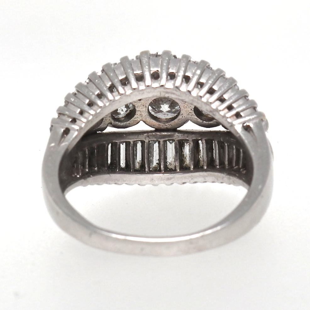 1950s Retro Diamond Platinum Cocktail Ring 2