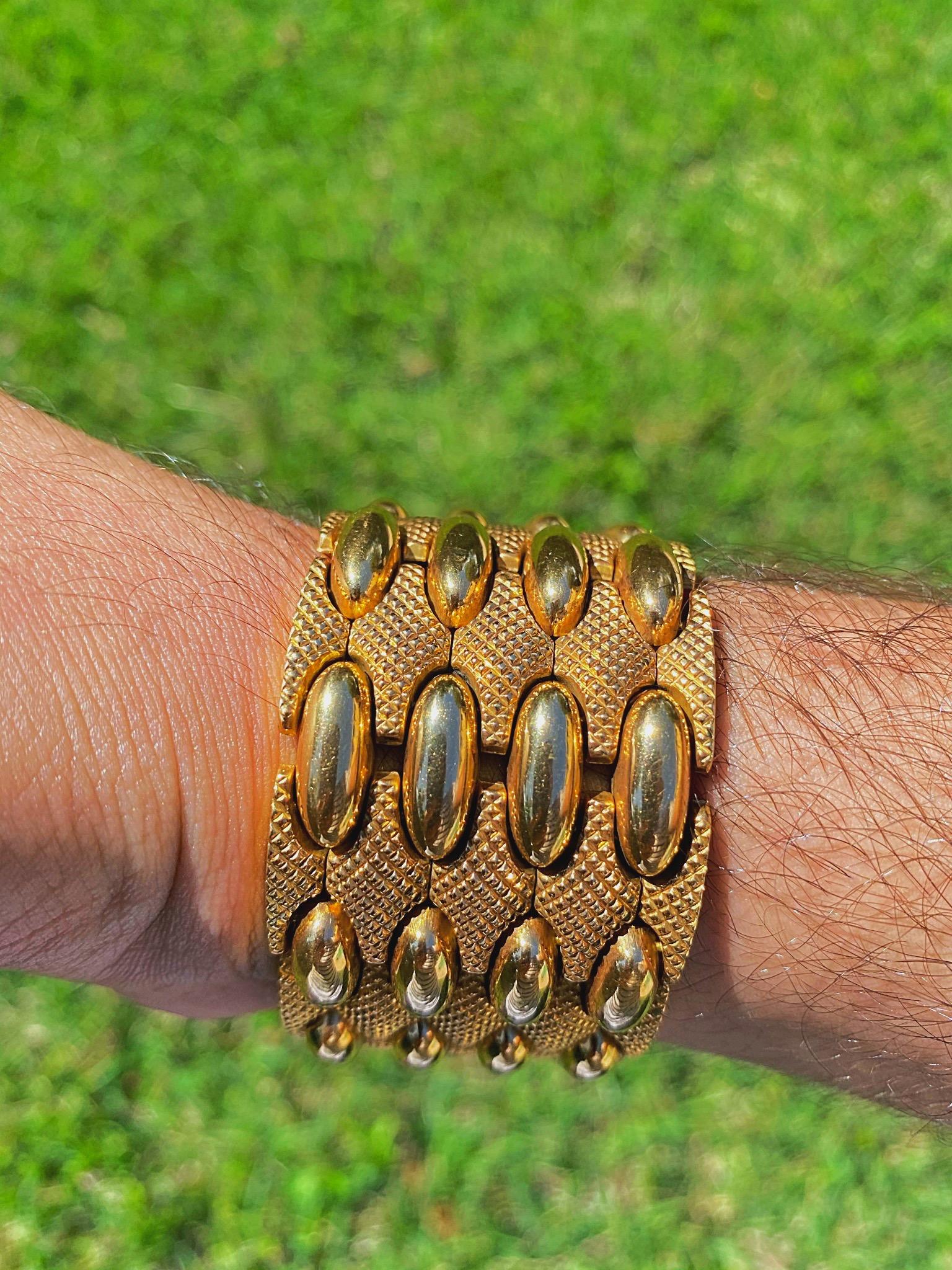 Bracelet jonc pour homme en or jaune 18 carats et or 18 carats de l'époque rétro des années 1950 83,4 grammes en vente 7