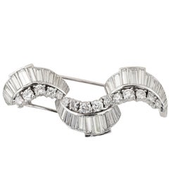 1950s Retro Era Diamond Platinum Brooch