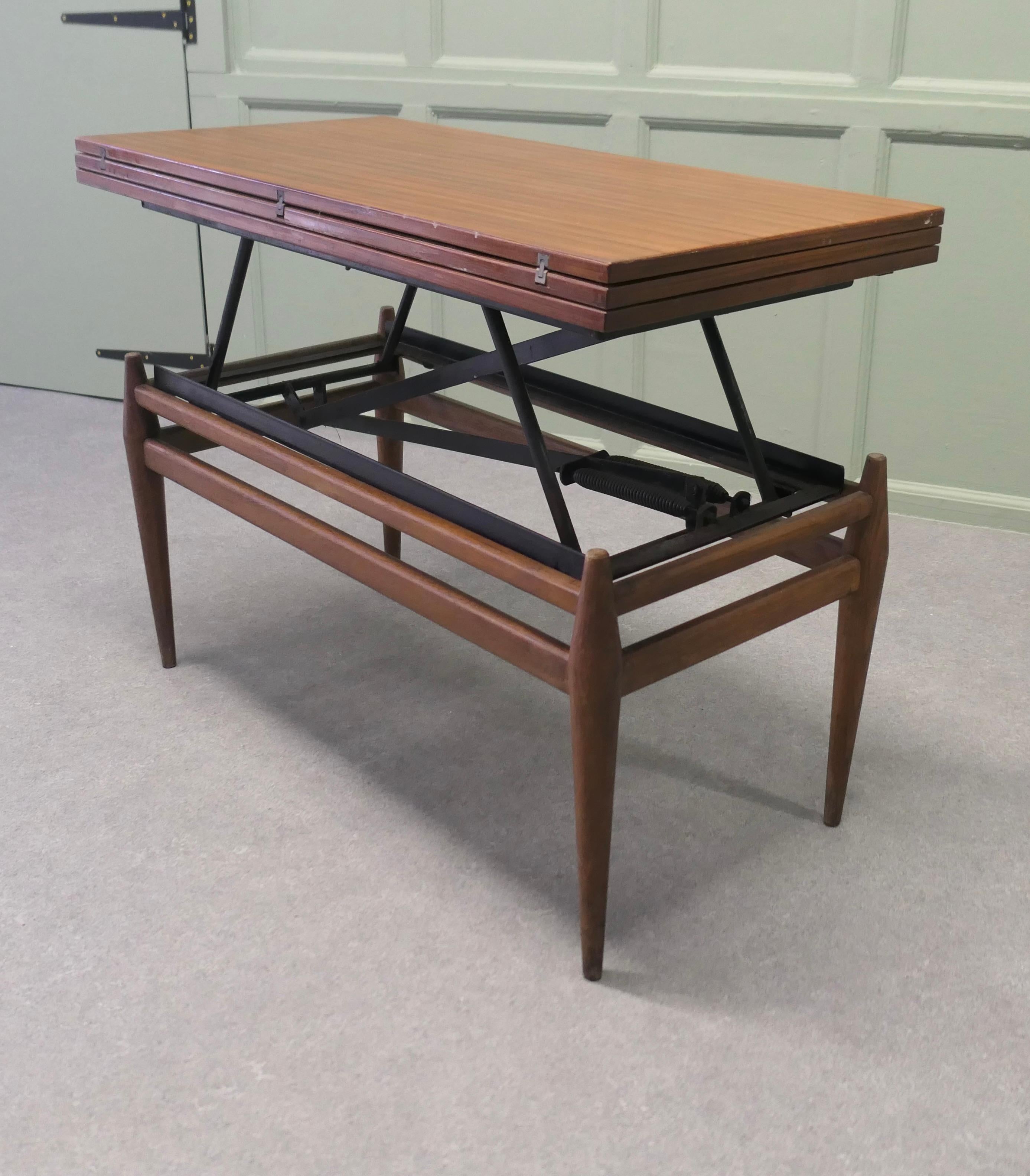 Mid-Century Modern 1950s Retro Metamorphic Coffee/Dining Table  A truly ingenious table For Sale