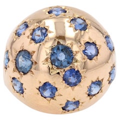 1950s Vintage Sapphire 18 Karat Yellow Gold Ball Ring