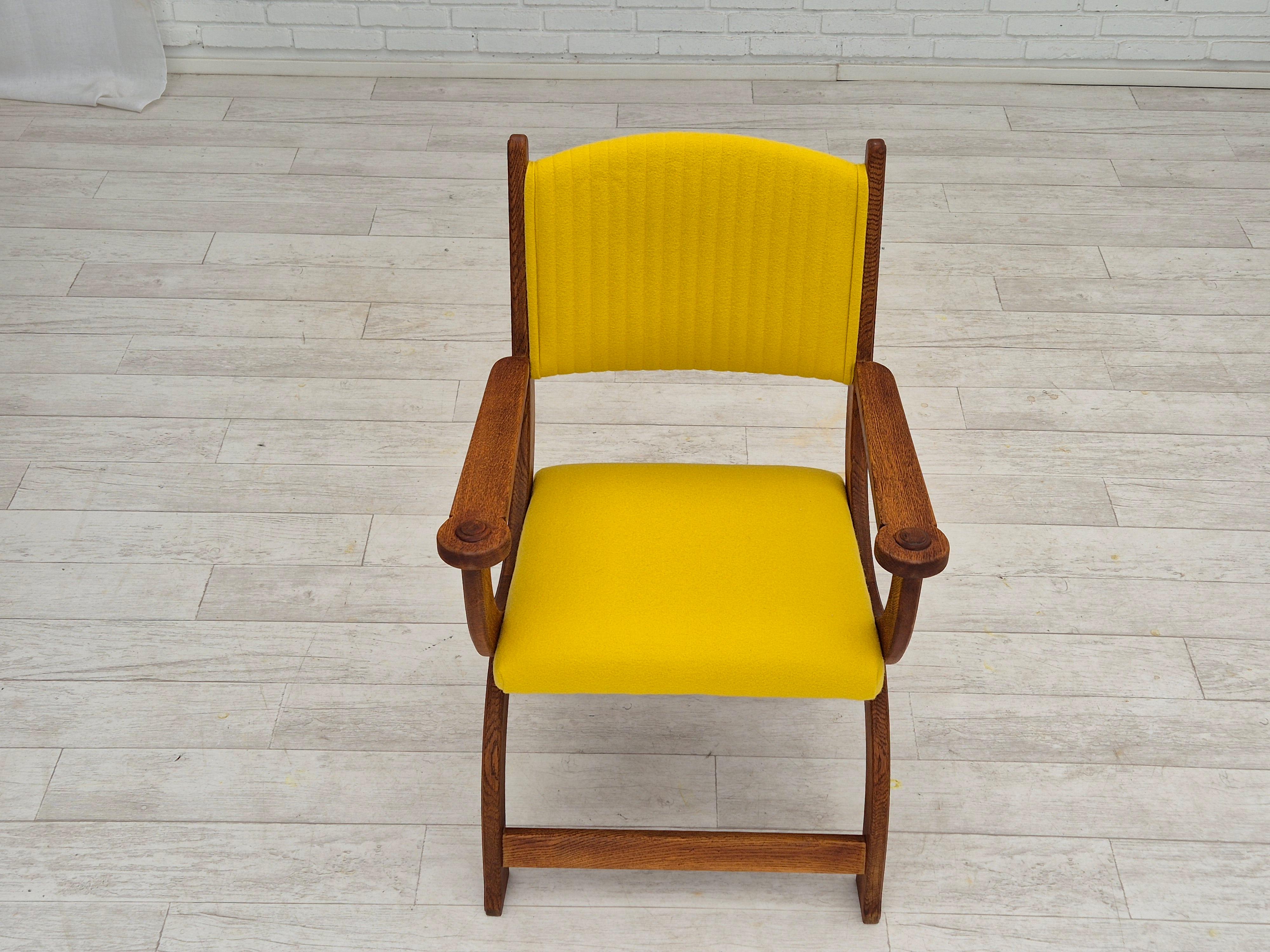 1950s, reupholstered Danish armchair, Gabriel furniture wool, oak wood. For Sale 9