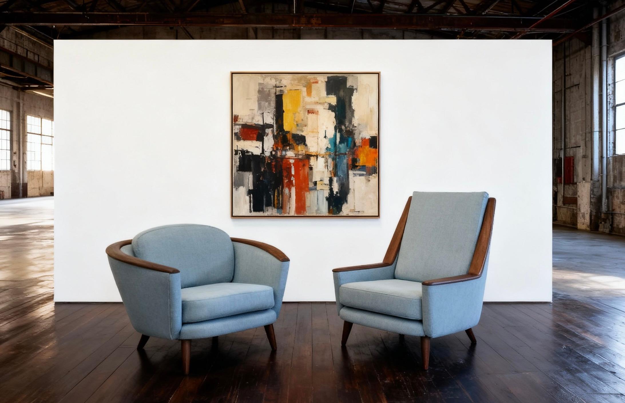 1950s reupholstered Pair of Danish armchairs Danés en venta