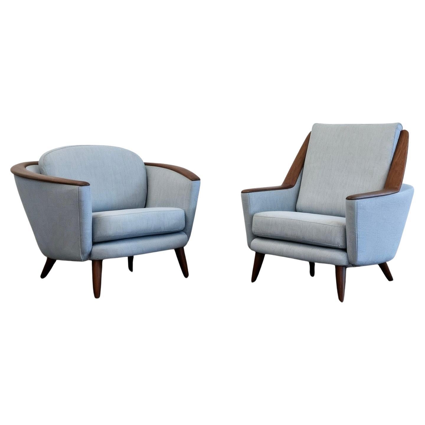 1950s reupholstered Pair of Danish armchairs