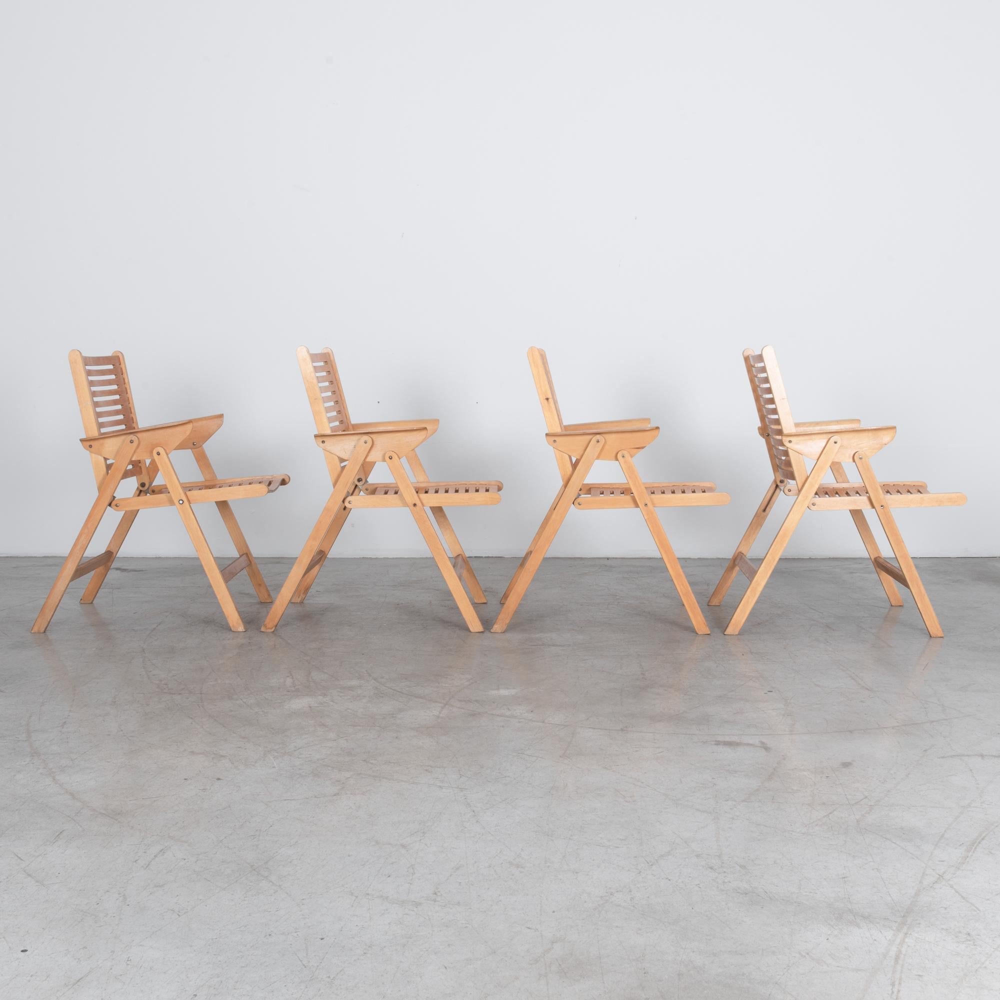 Mid-Century Modern 1950s Rex Folding Plywood Chairs, Set of 4