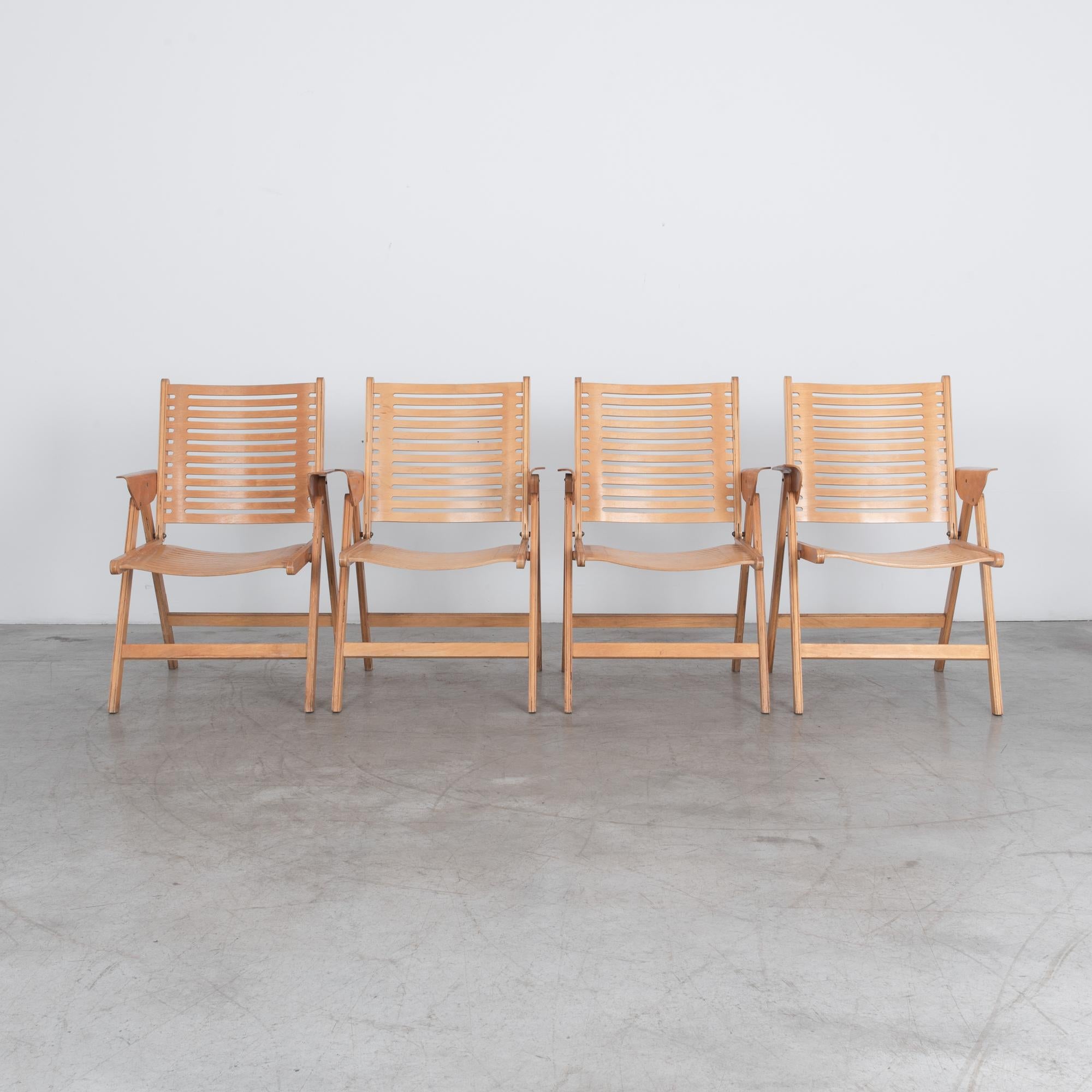 1950s Rex Folding Plywood Chairs, Set of 4 1
