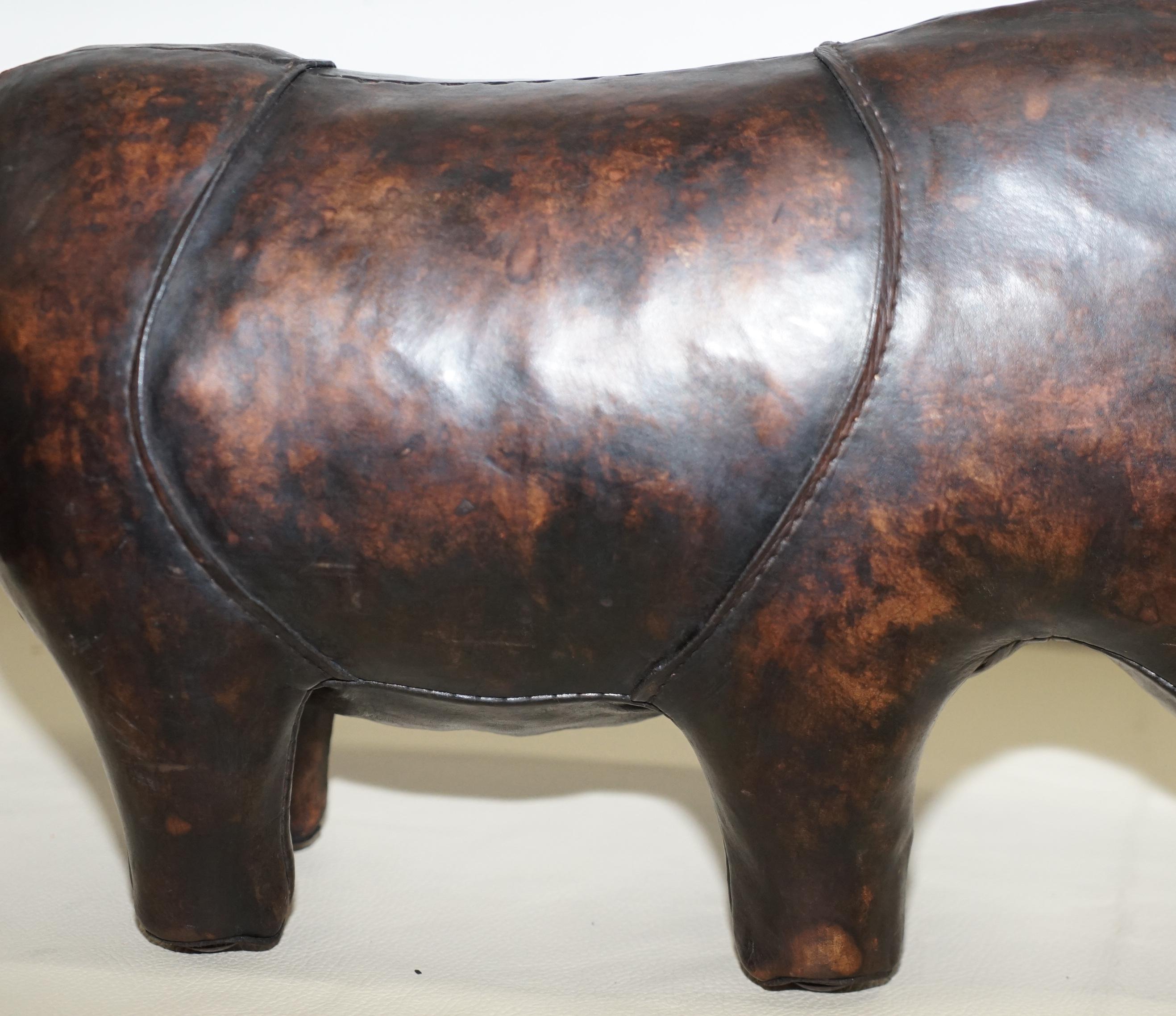 1950s Rhino Original Liberty's London Omersa Brown Leather Footstool Must See 4