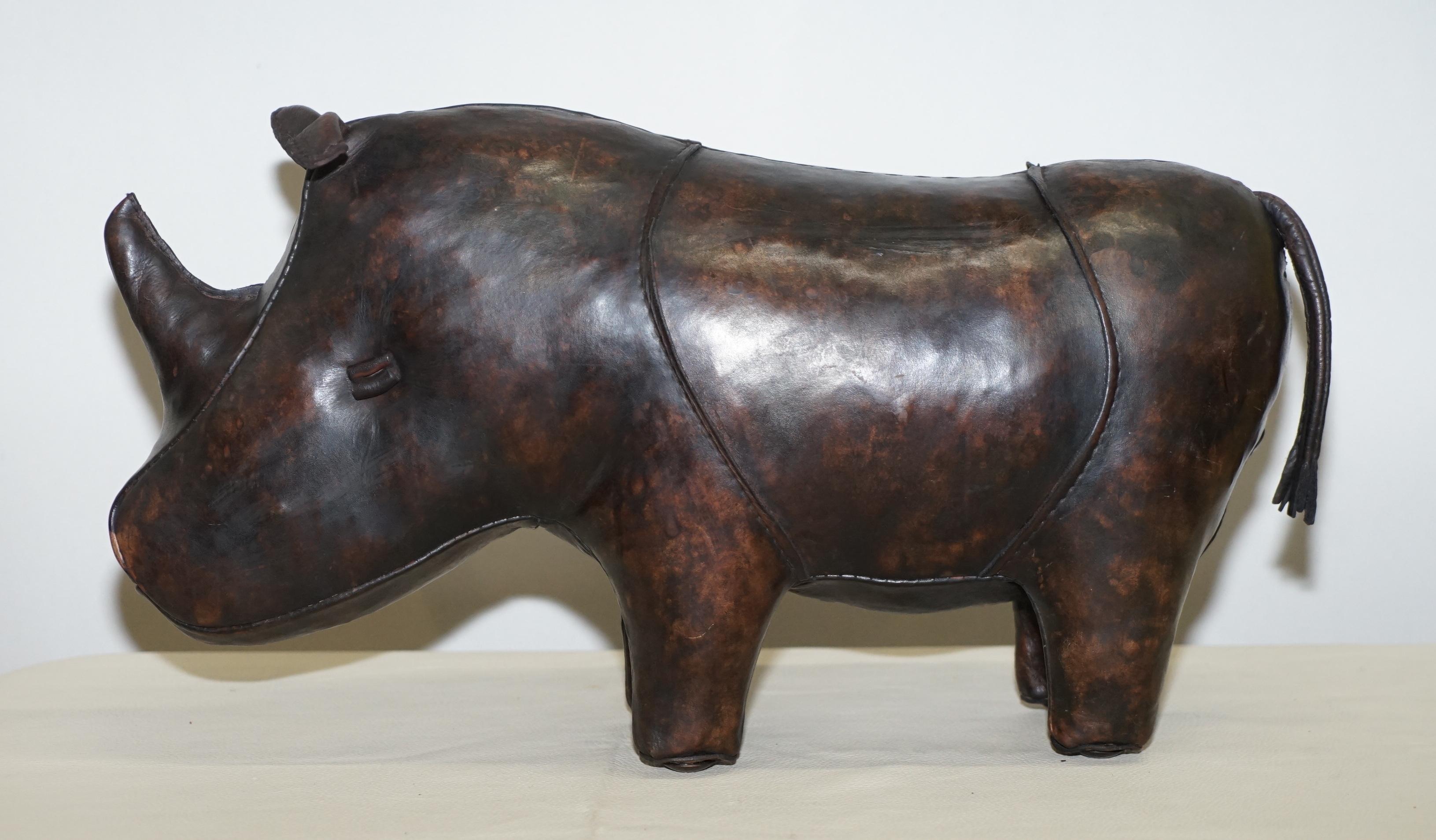 Mid-Century Modern 1950s Rhino Original Liberty's London Omersa Brown Leather Footstool Must See