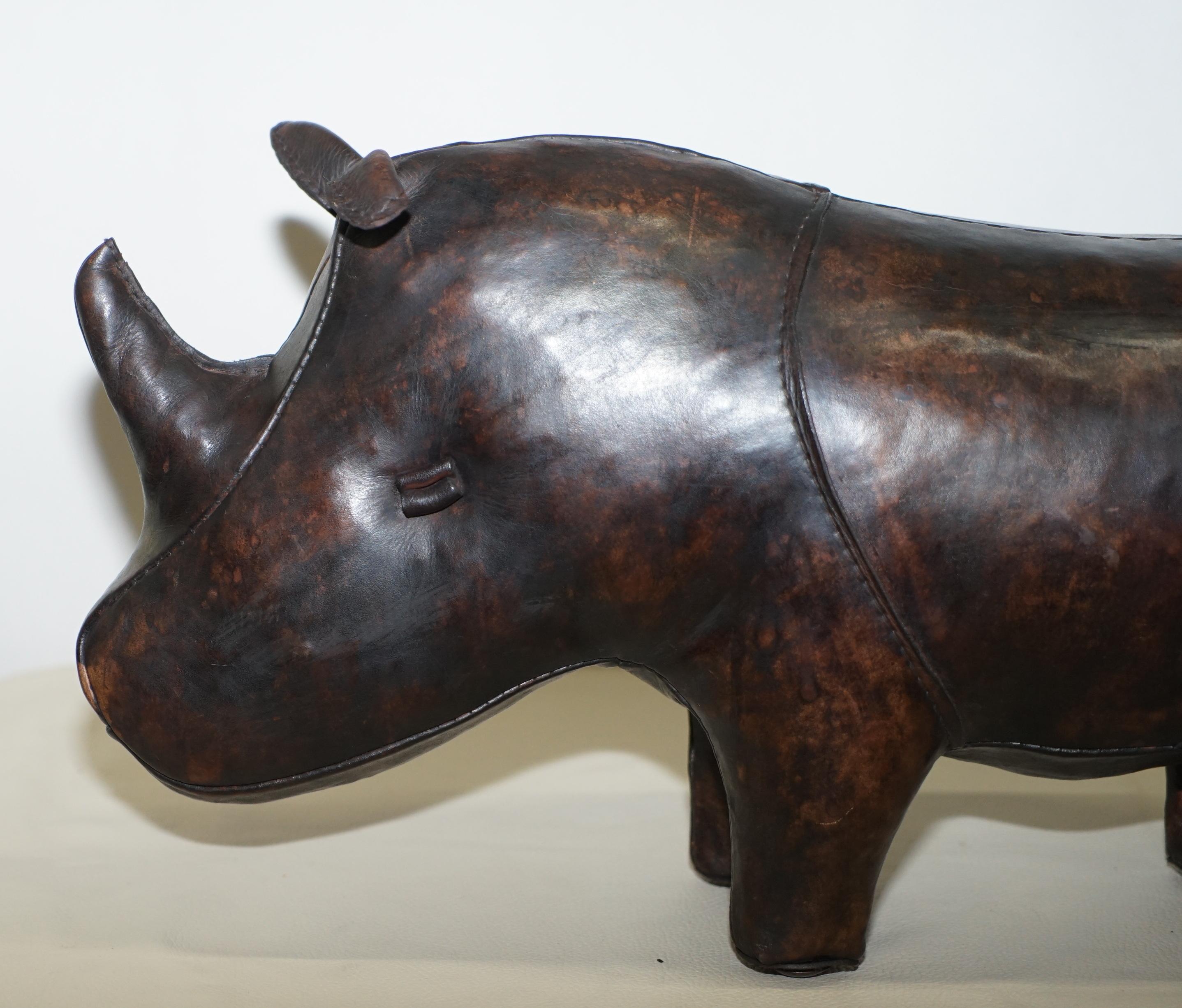 English 1950s Rhino Original Liberty's London Omersa Brown Leather Footstool Must See