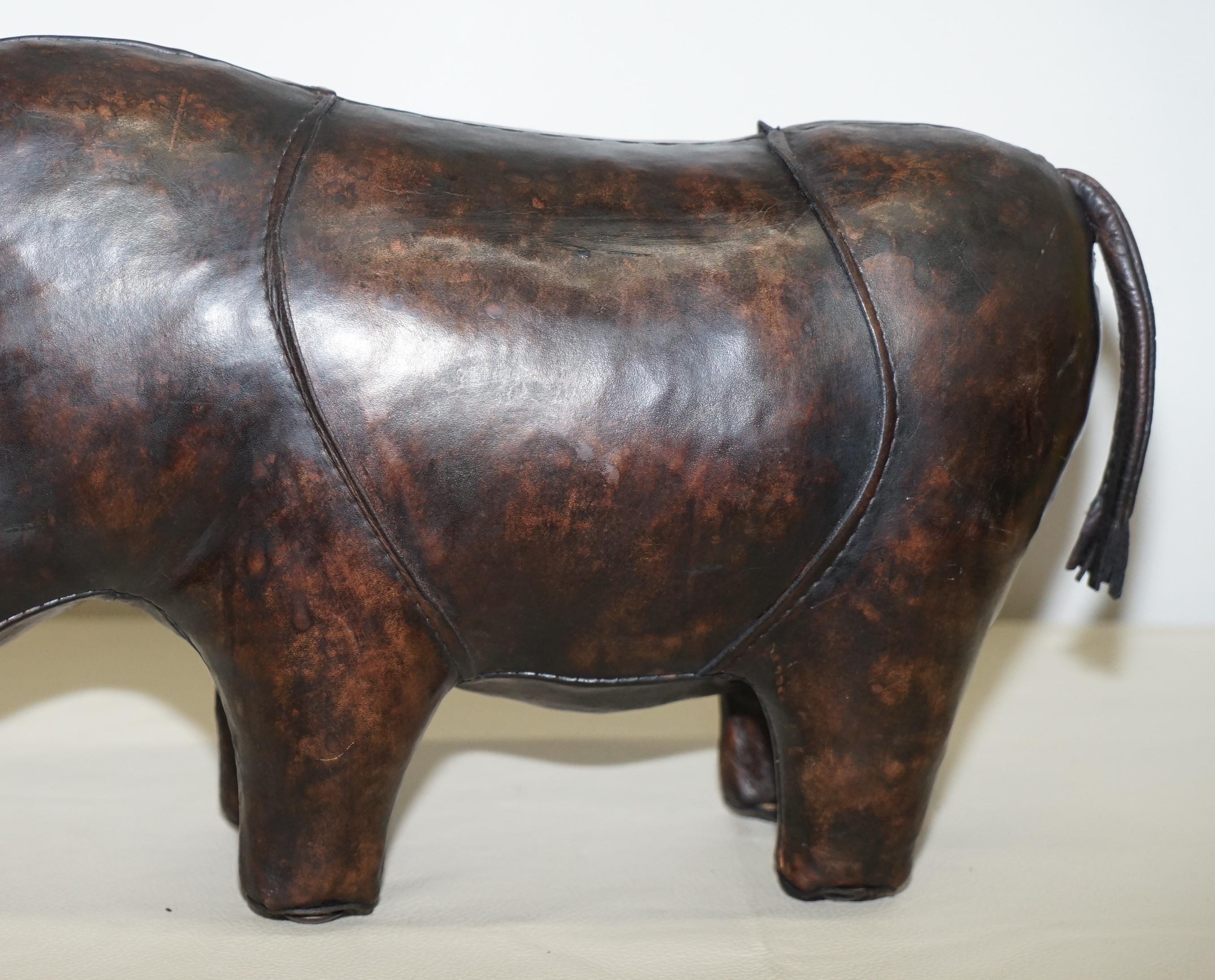 Hand-Crafted 1950s Rhino Original Liberty's London Omersa Brown Leather Footstool Must See