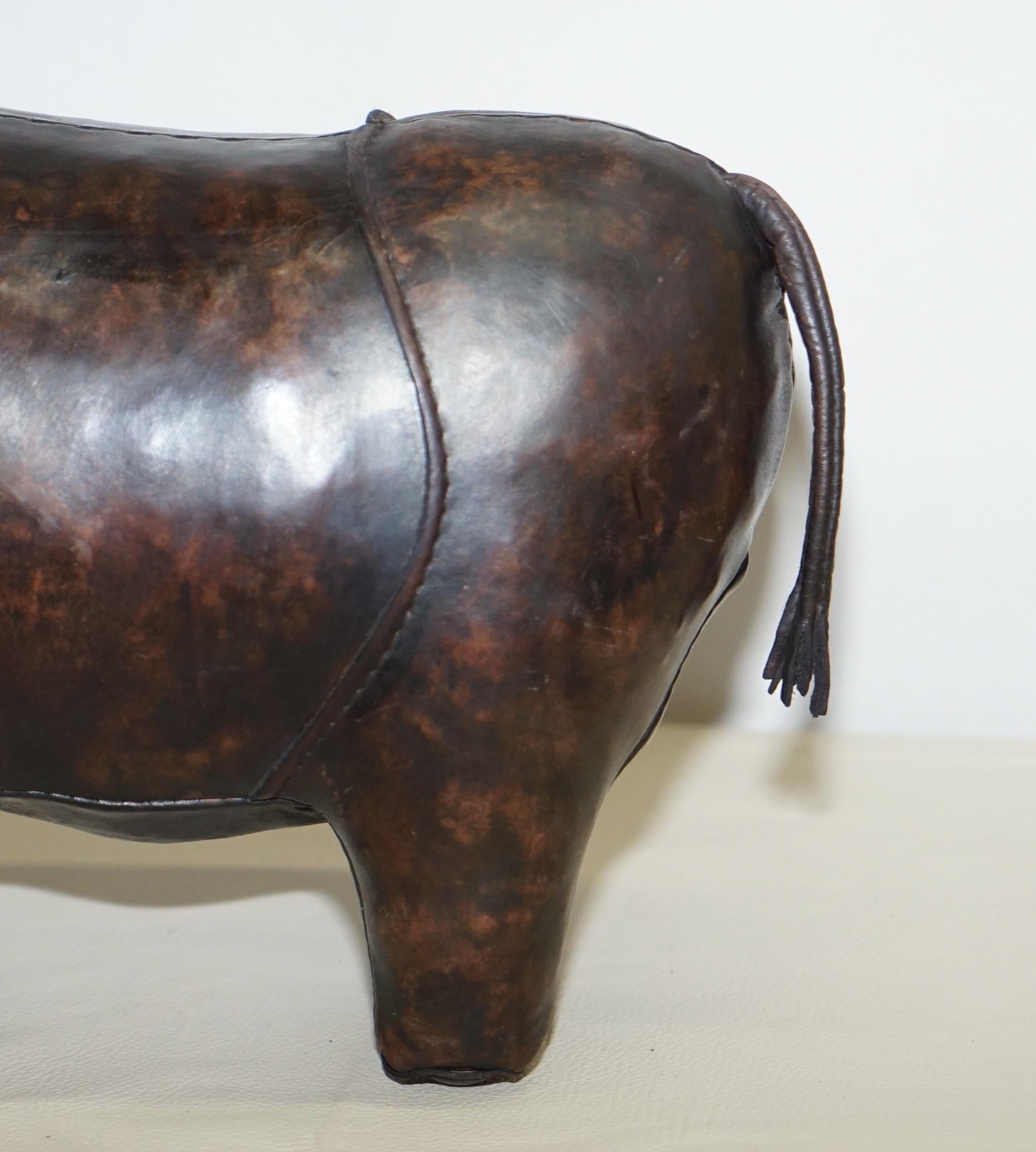 Mid-20th Century 1950s Rhino Original Liberty's London Omersa Brown Leather Footstool Must See