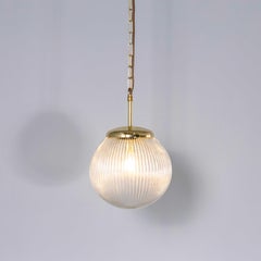 1950's Ribbed Clear Pendant Glass Lamps – 25cm