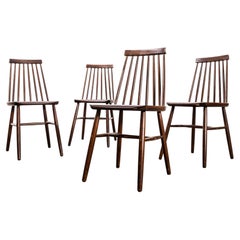 1950’s Rich Oak Café Spindle Back Dining Chairs - Set Of Four