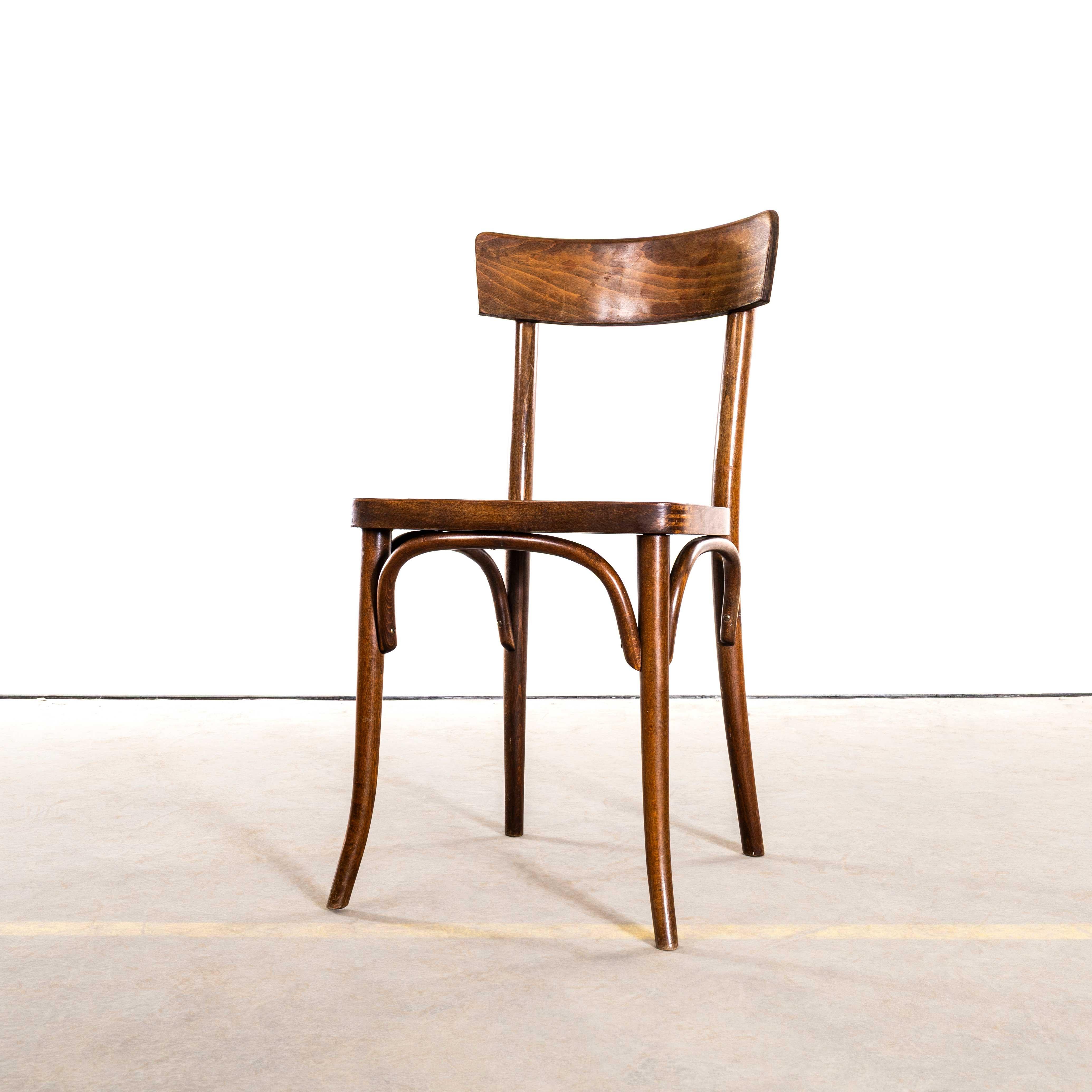 1950's Rich Oak Flat Seat Single Bar Esszimmerstühle - Set von vier im Angebot 1