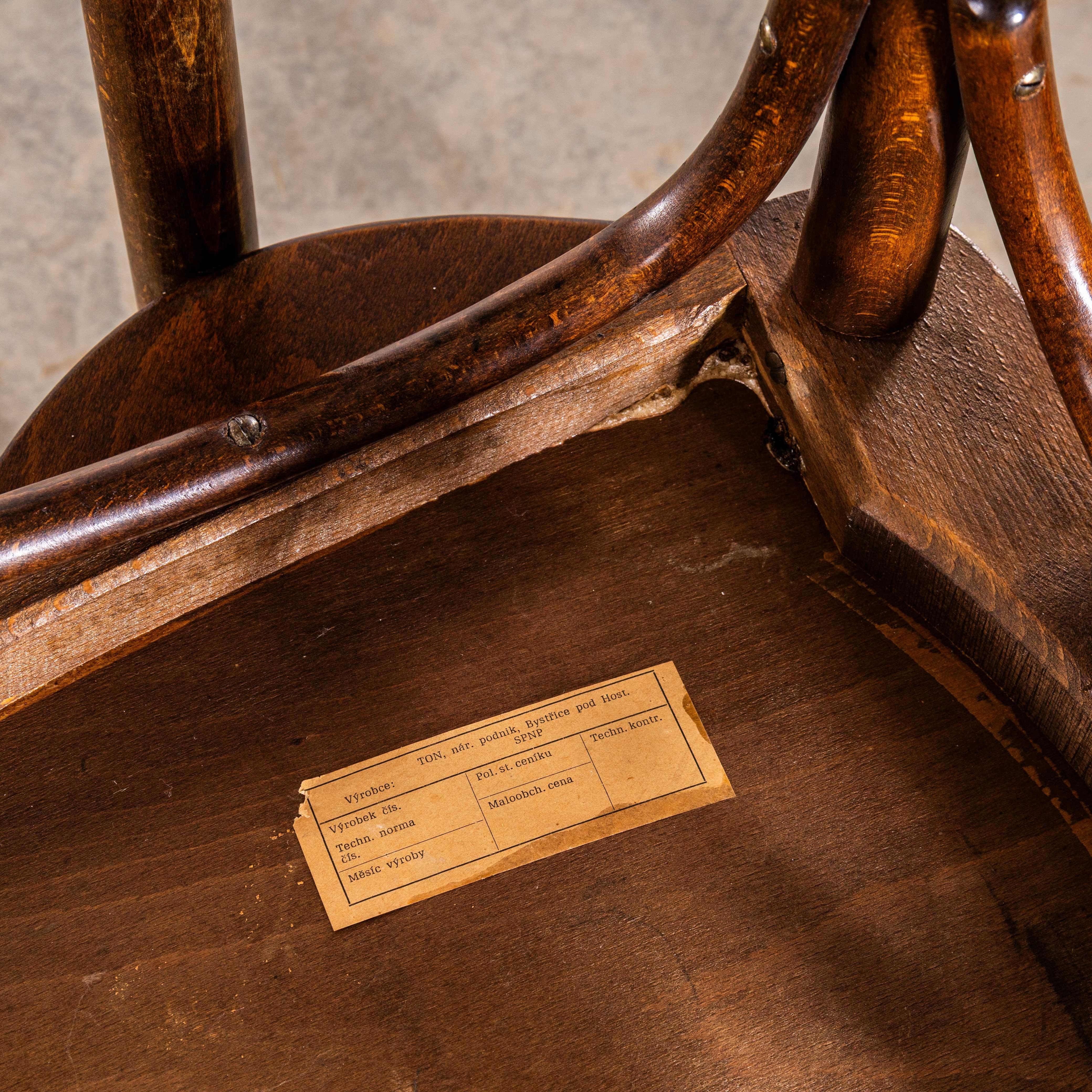 1950's Rich Oak Flat Seat Single Bar Esszimmerstühle - Set von vier im Angebot 3