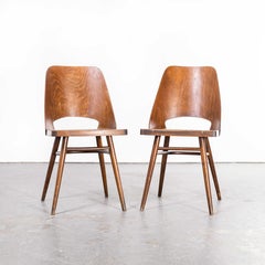1950's Rich Walnut Dining Chairs by Radomir Hoffman, Pair