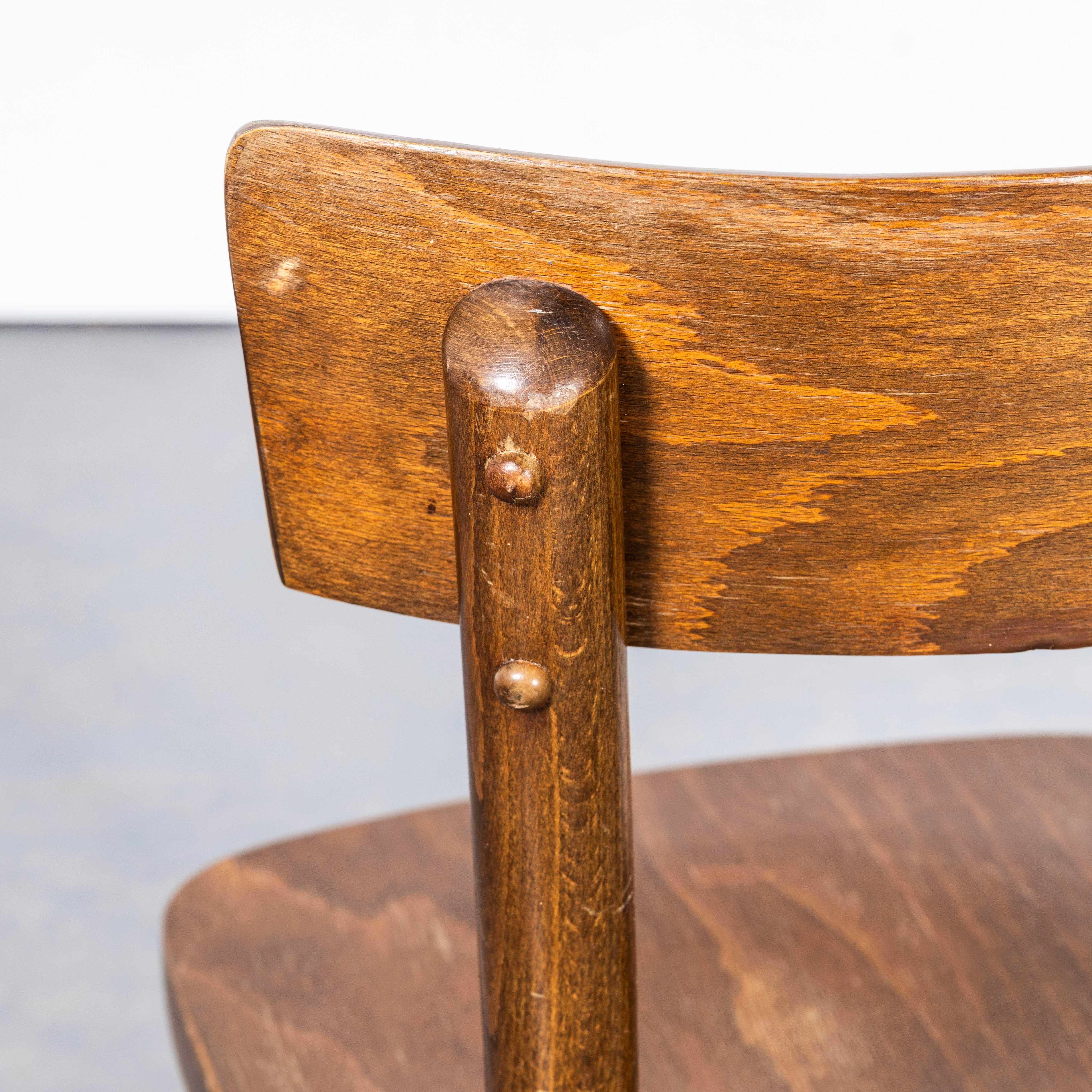 1950's Rich Walnut Single Bar Bentwood Dining Chairs - Set Of Eight For Sale 3
