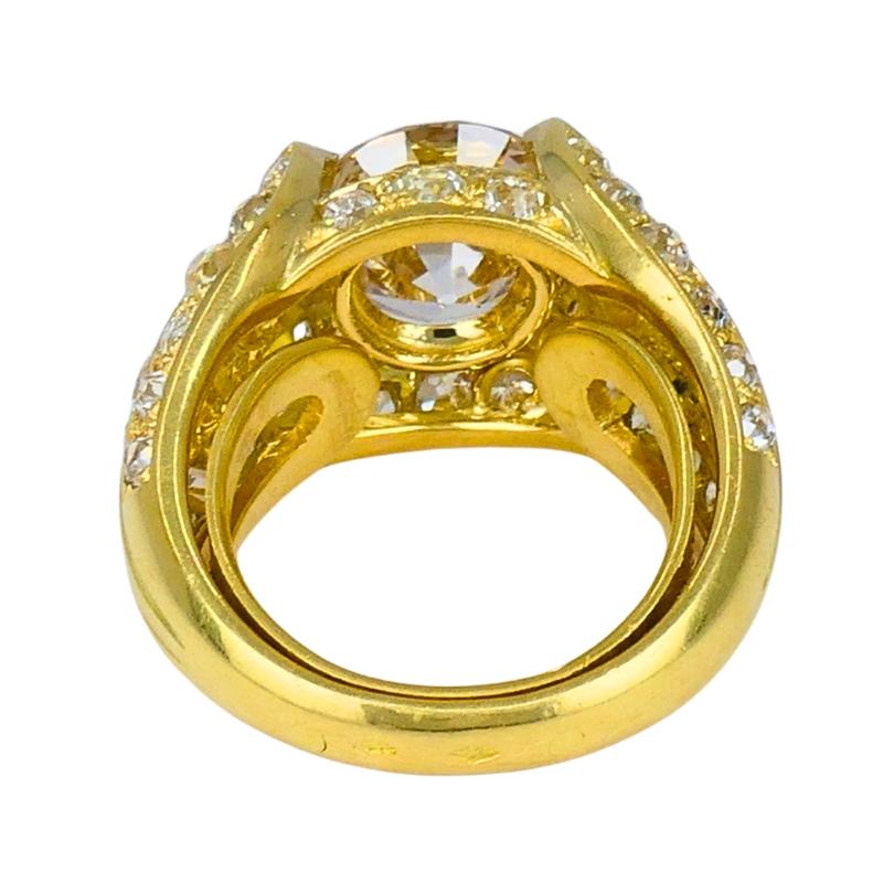 1950s Ring 18k Gold Cocktail Ring Old European Cut Diamond For Sale 4
