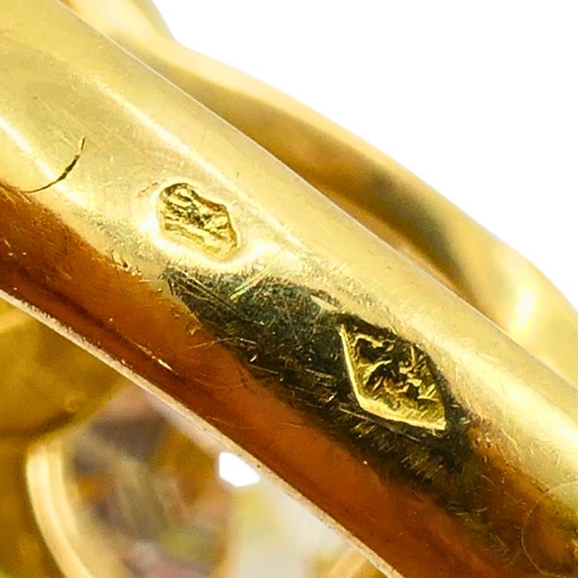 1950s Ring 18k Gold Cocktail Ring Old European Cut Diamond For Sale 5