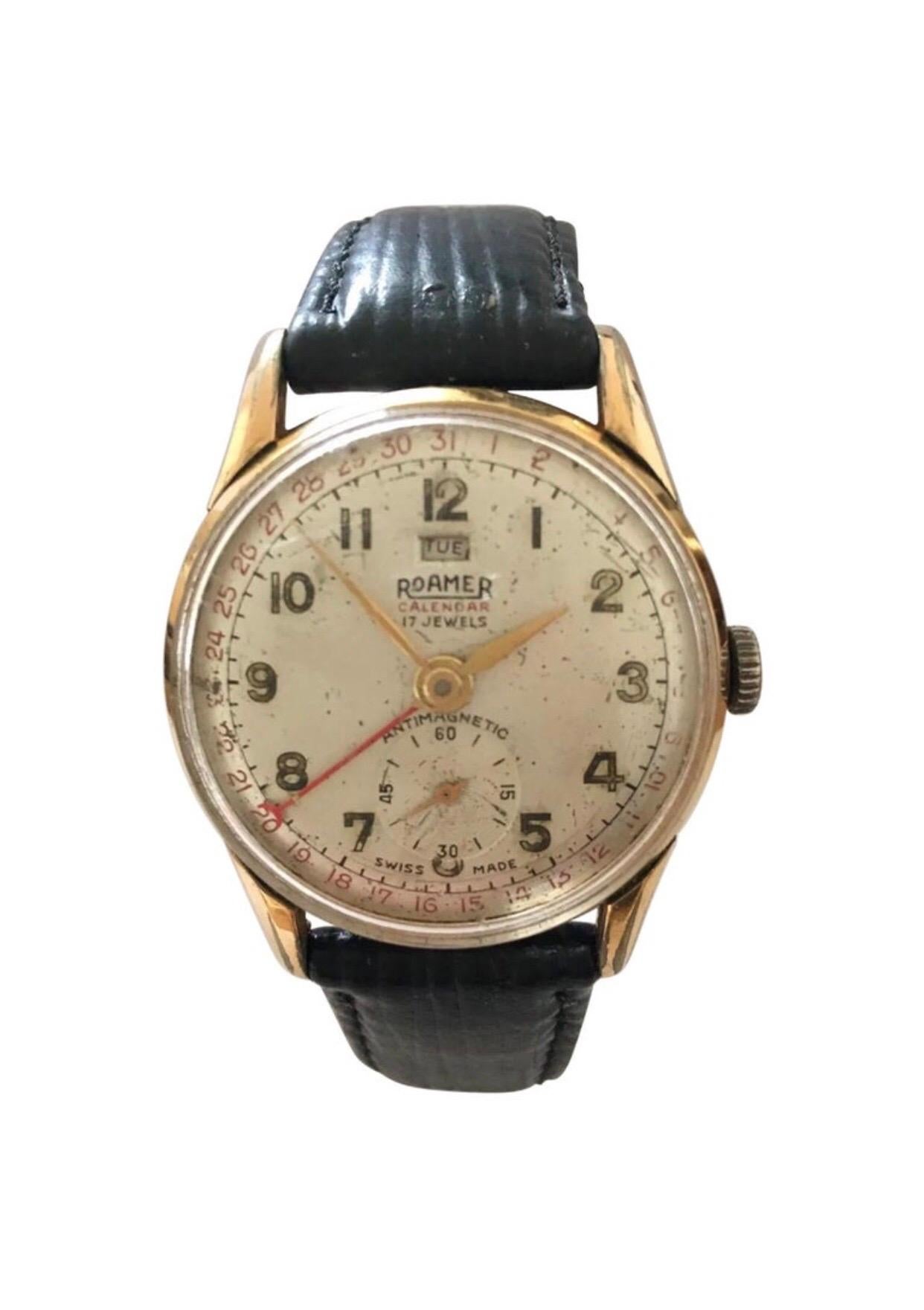 1950's Roamer Calendar Mechanical Watch For Sale at 1stDibs