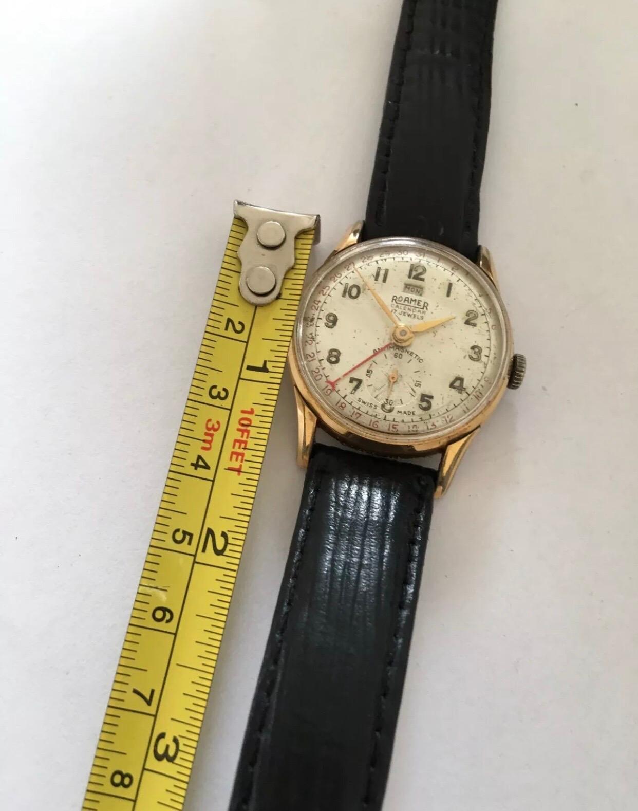 1950’s Roamer Calendar Mechanical Watch In Good Condition For Sale In Carlisle, GB