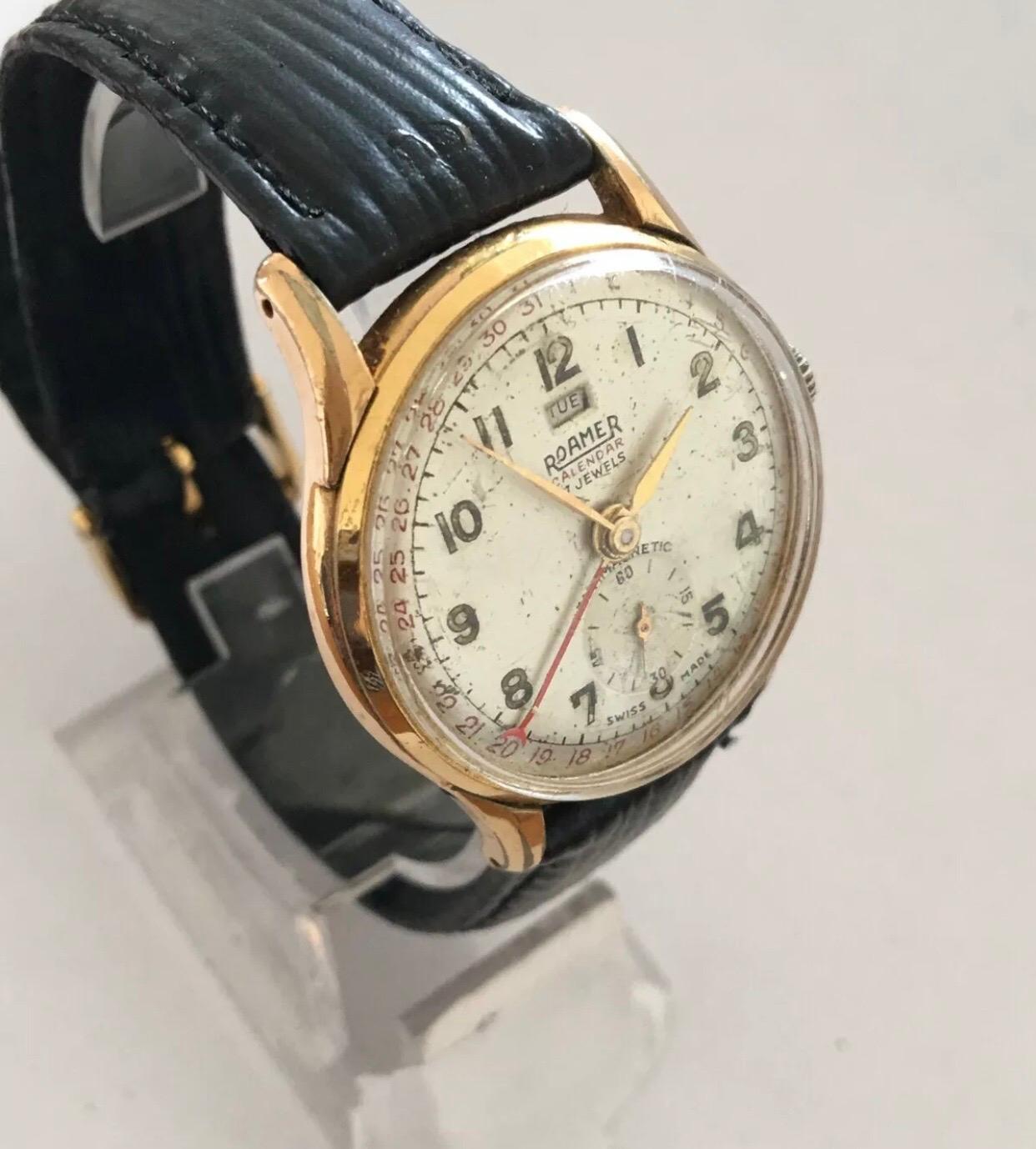 1950’s Roamer Calendar Mechanical Watch For Sale 2