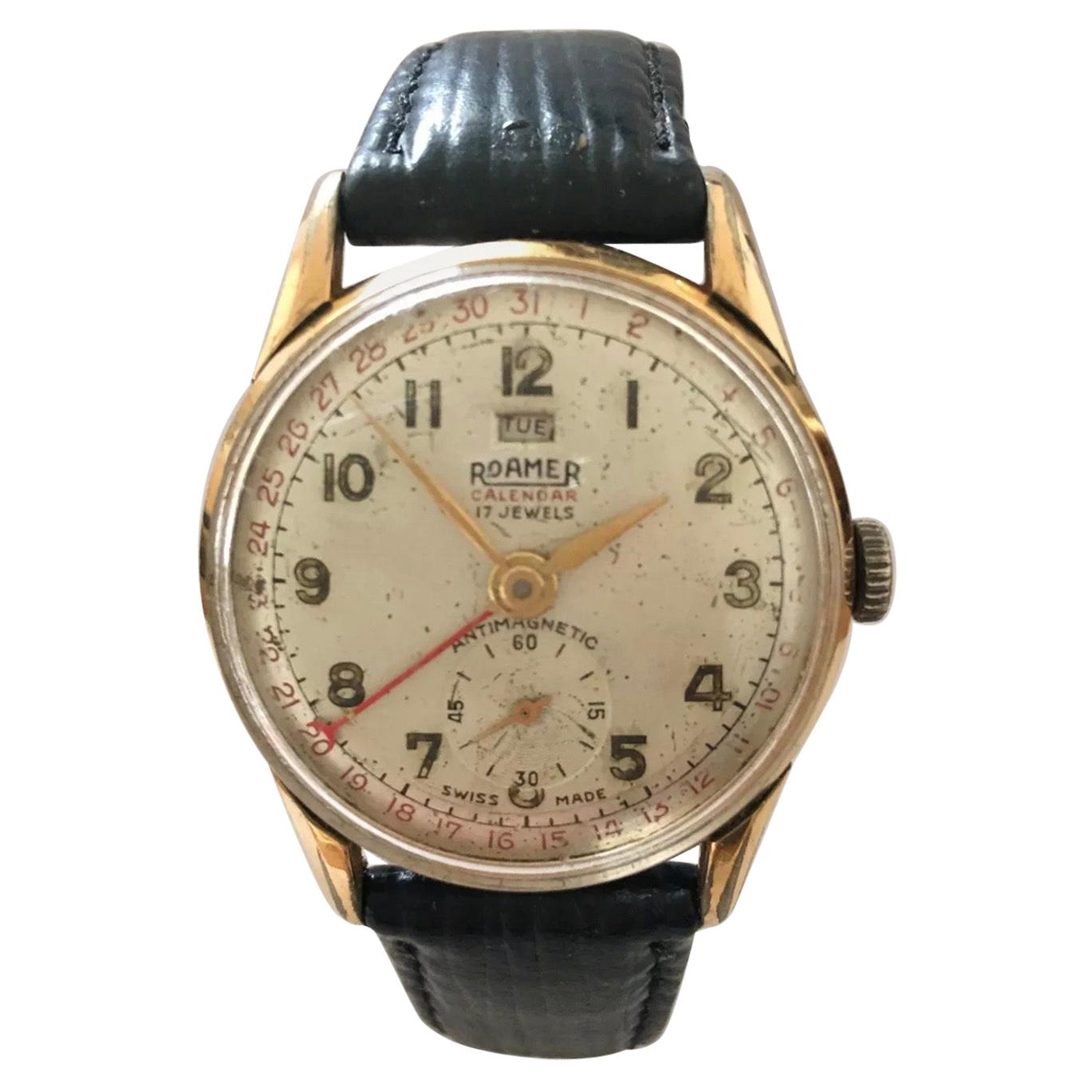 1950’s Roamer Calendar Mechanical Watch For Sale