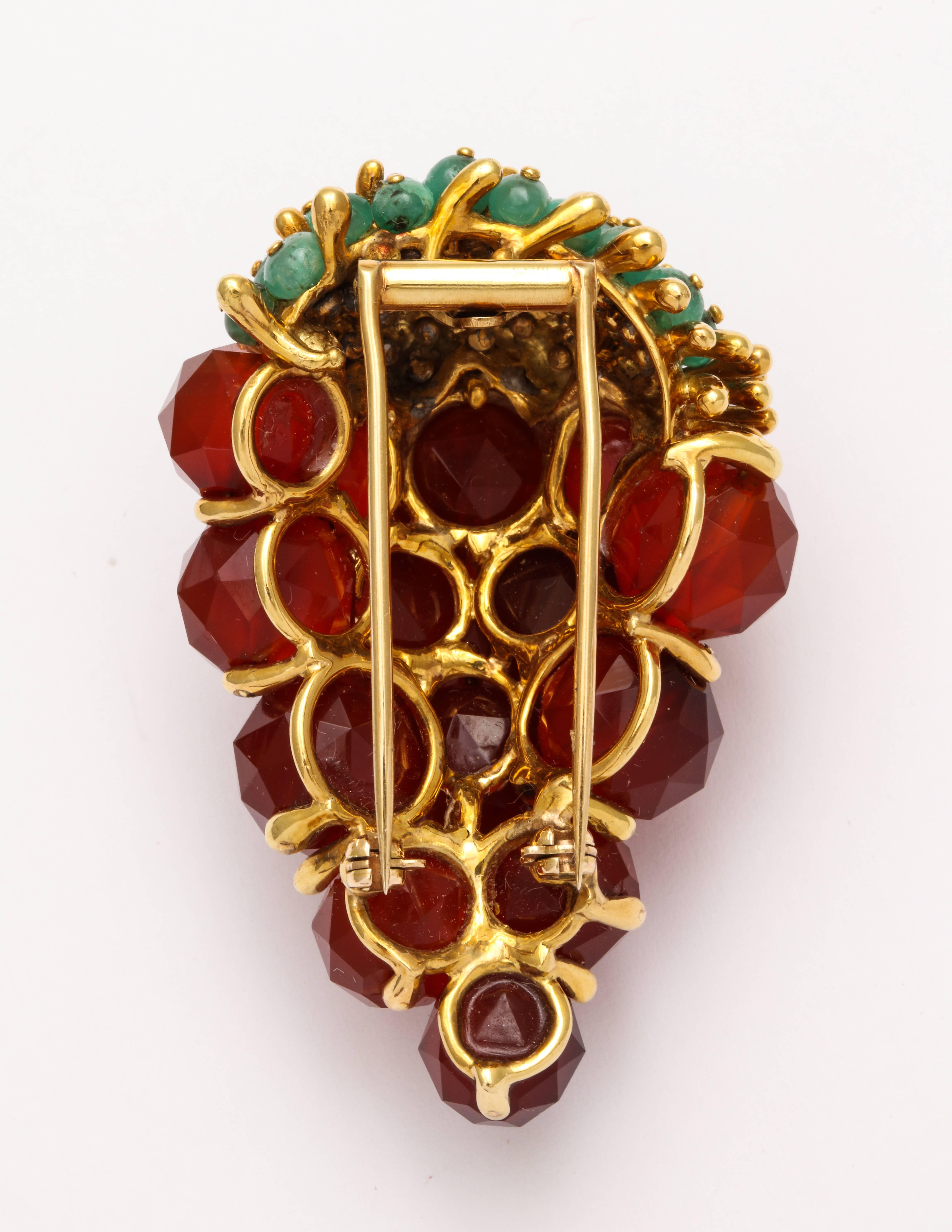 Suite de bijoux en cornaline et émeraude de Robert The Barre des années 1950 Excellent état - En vente à New York, NY