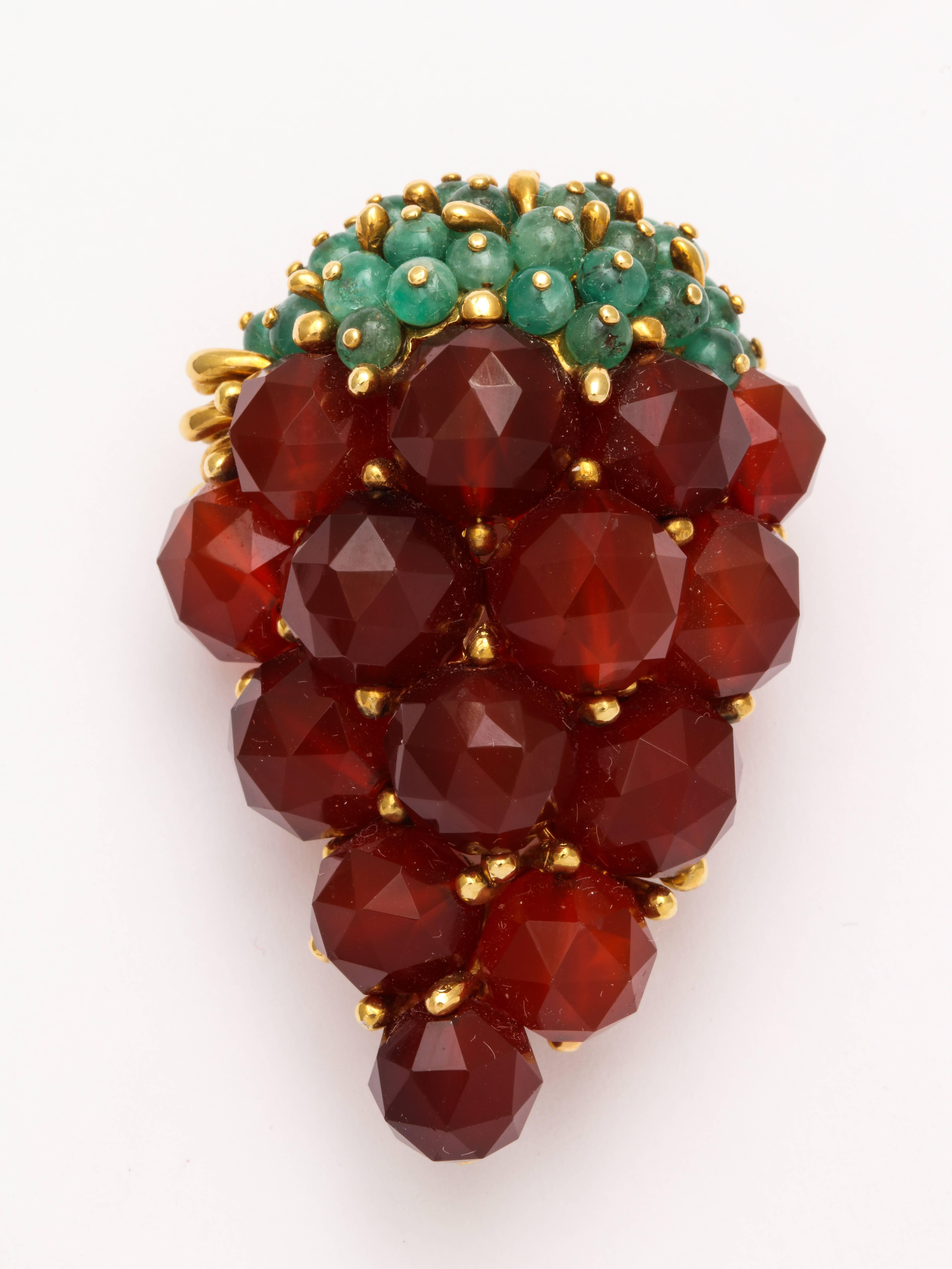 1950s Robert Barre Carnelian Emerald Jewelry Suite In Excellent Condition For Sale In New York, NY