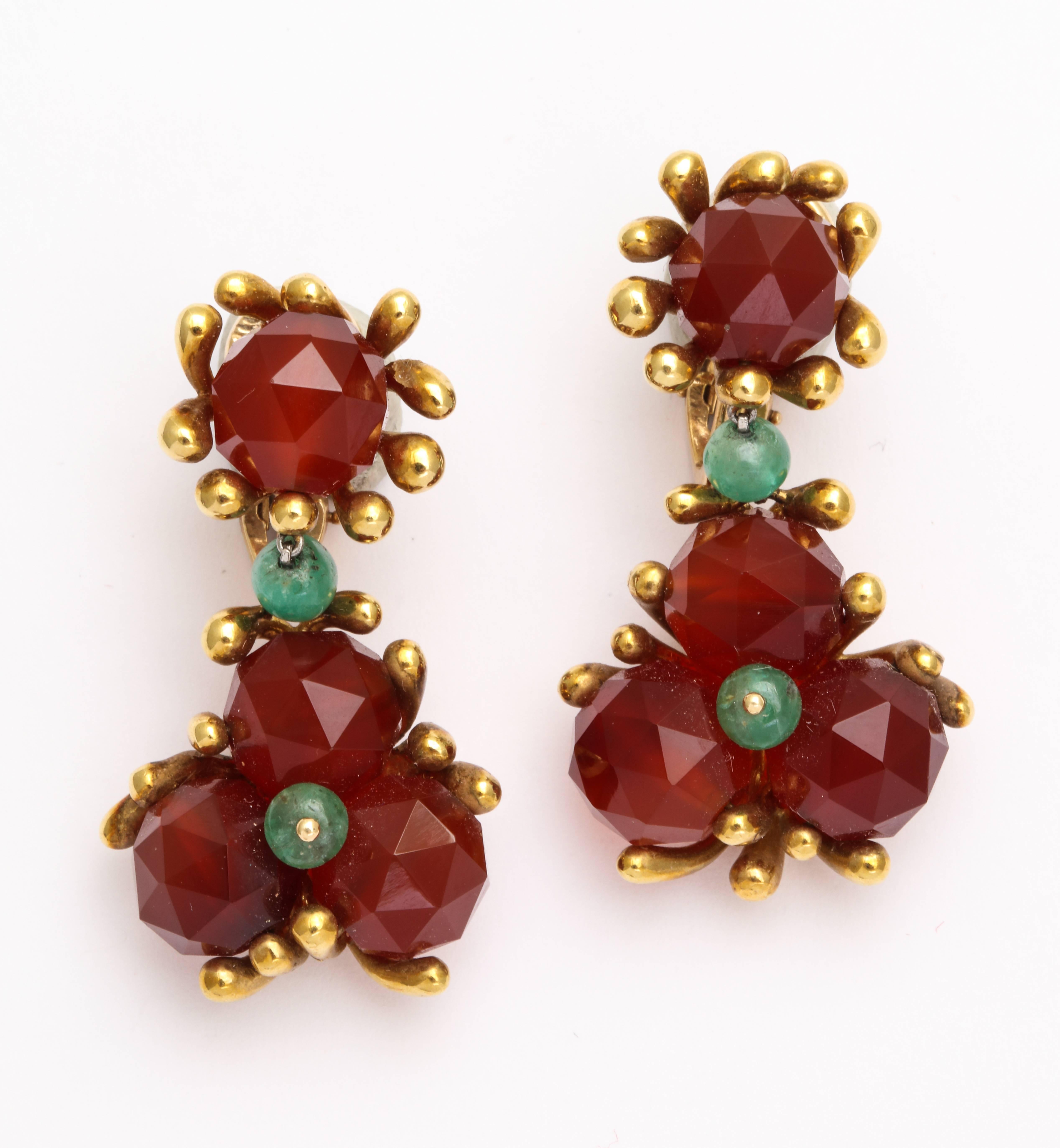 Women's 1950s Robert Barre Carnelian Emerald Jewelry Suite For Sale