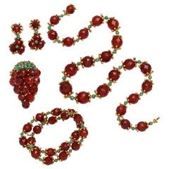 Suite di gioielli in smeraldo e corniola Robert Barre del 1950