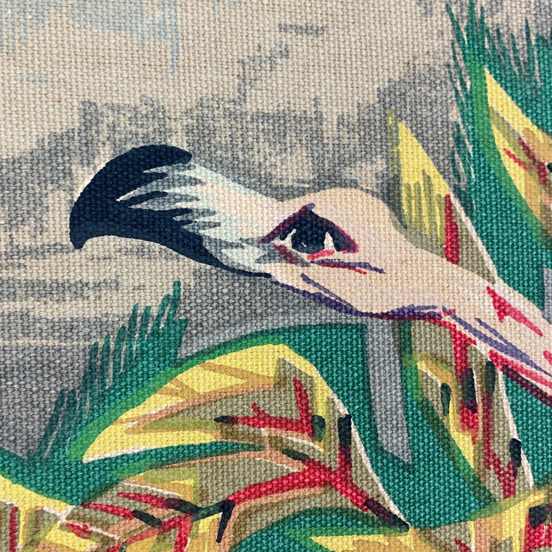 1950’s Robert Debiève Cubist Screen Print ‘Flight of Flamingos’ For Sale 5