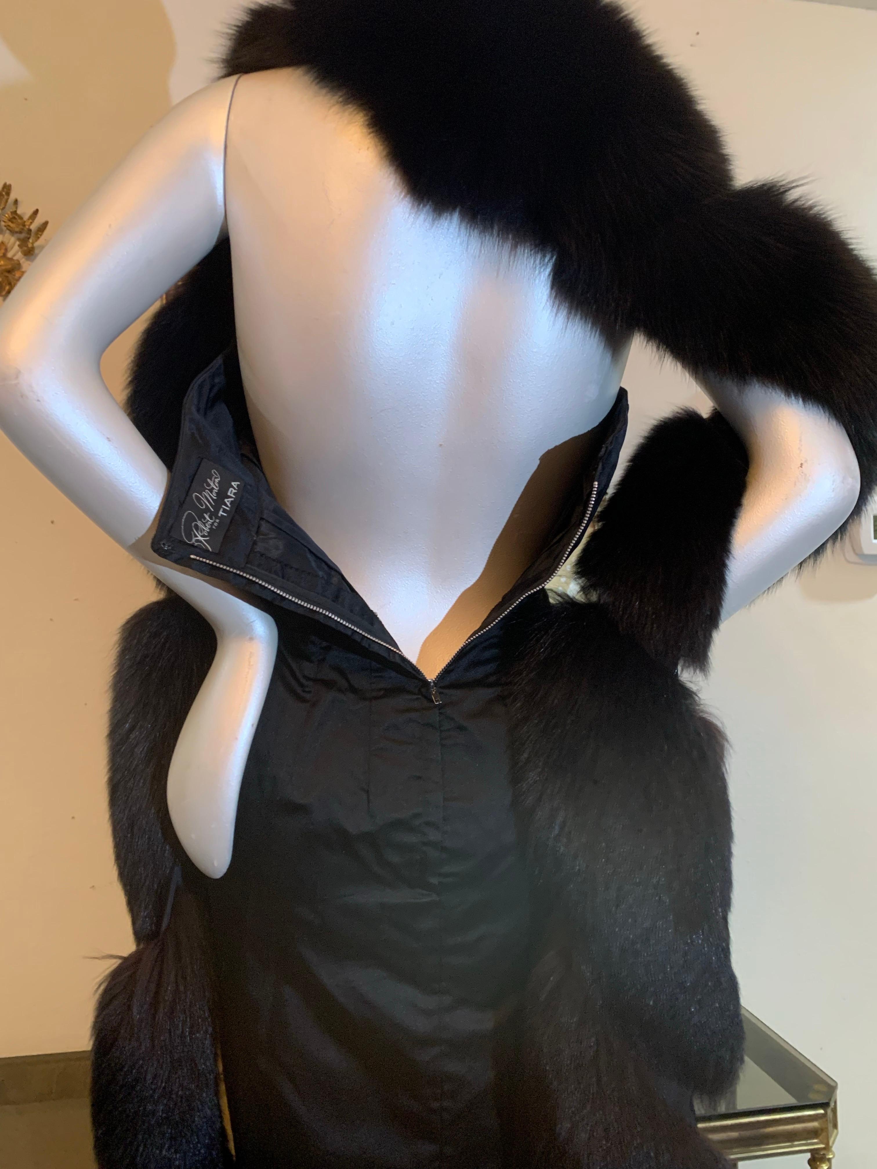 1950s Robert Morton Black Silk Hourglass Sheath Dress w Beaded Crossed Halter For Sale 4