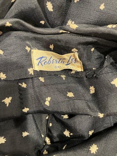 1950s Roberta Lee Originals Black and White Flower Print Vintage 50s Dress