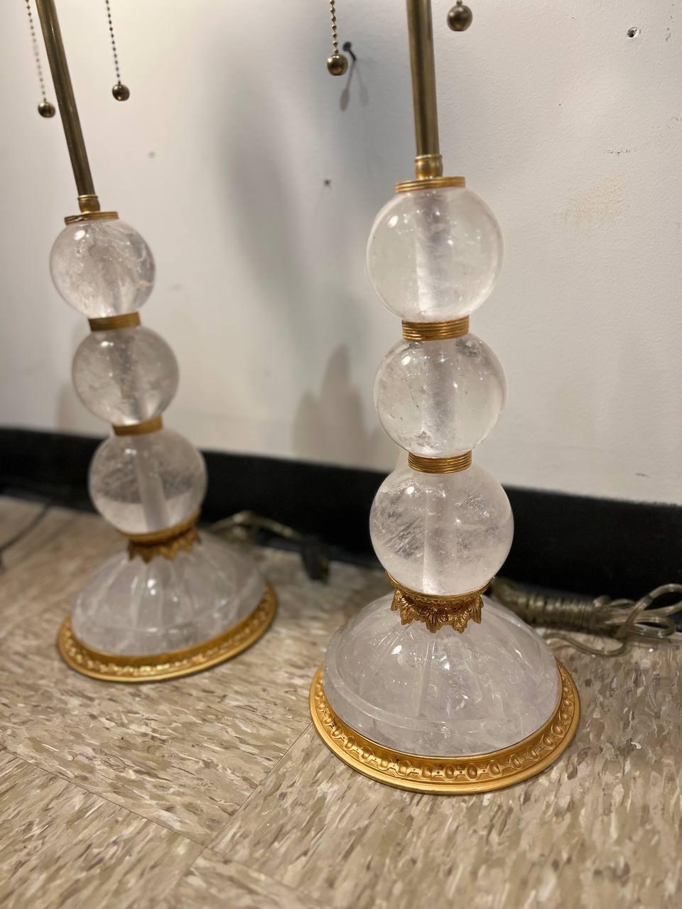 American Classical 1950s Rock Crystal Table Lamps For Sale