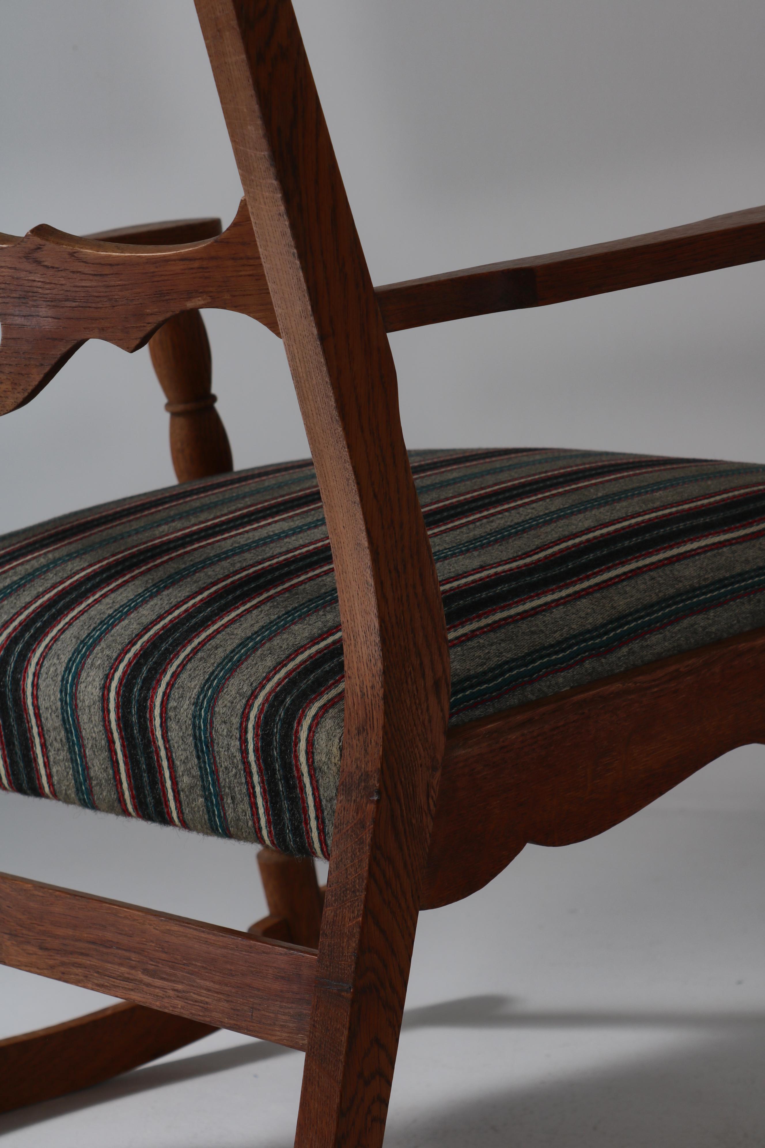1950s Rocking Chair in Oak & Wool Fabric by Henry Kjærnulff, Danish Modern For Sale 5