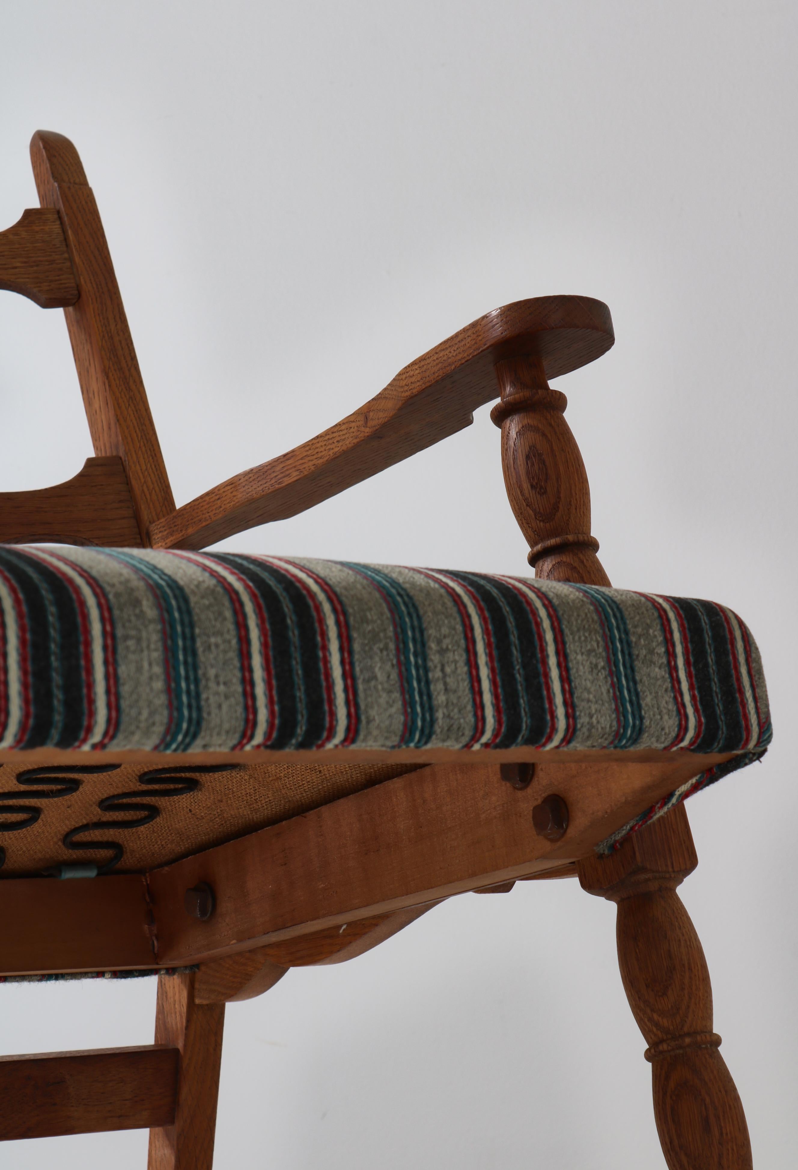 1950s Rocking Chair in Oak & Wool Fabric by Henry Kjærnulff, Danish Modern For Sale 6