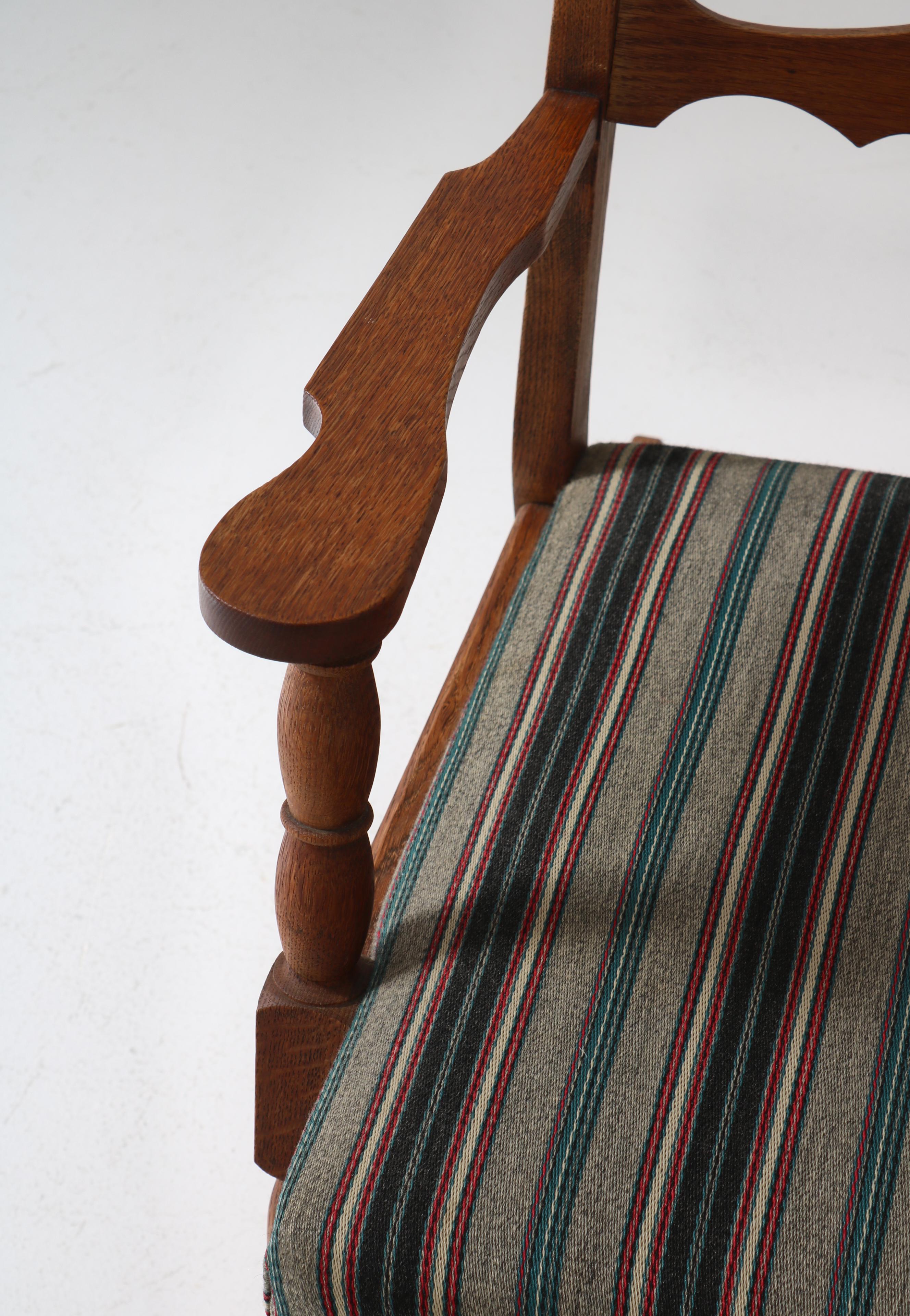 1950s Rocking Chair in Oak & Wool Fabric by Henry Kjærnulff, Danish Modern For Sale 1